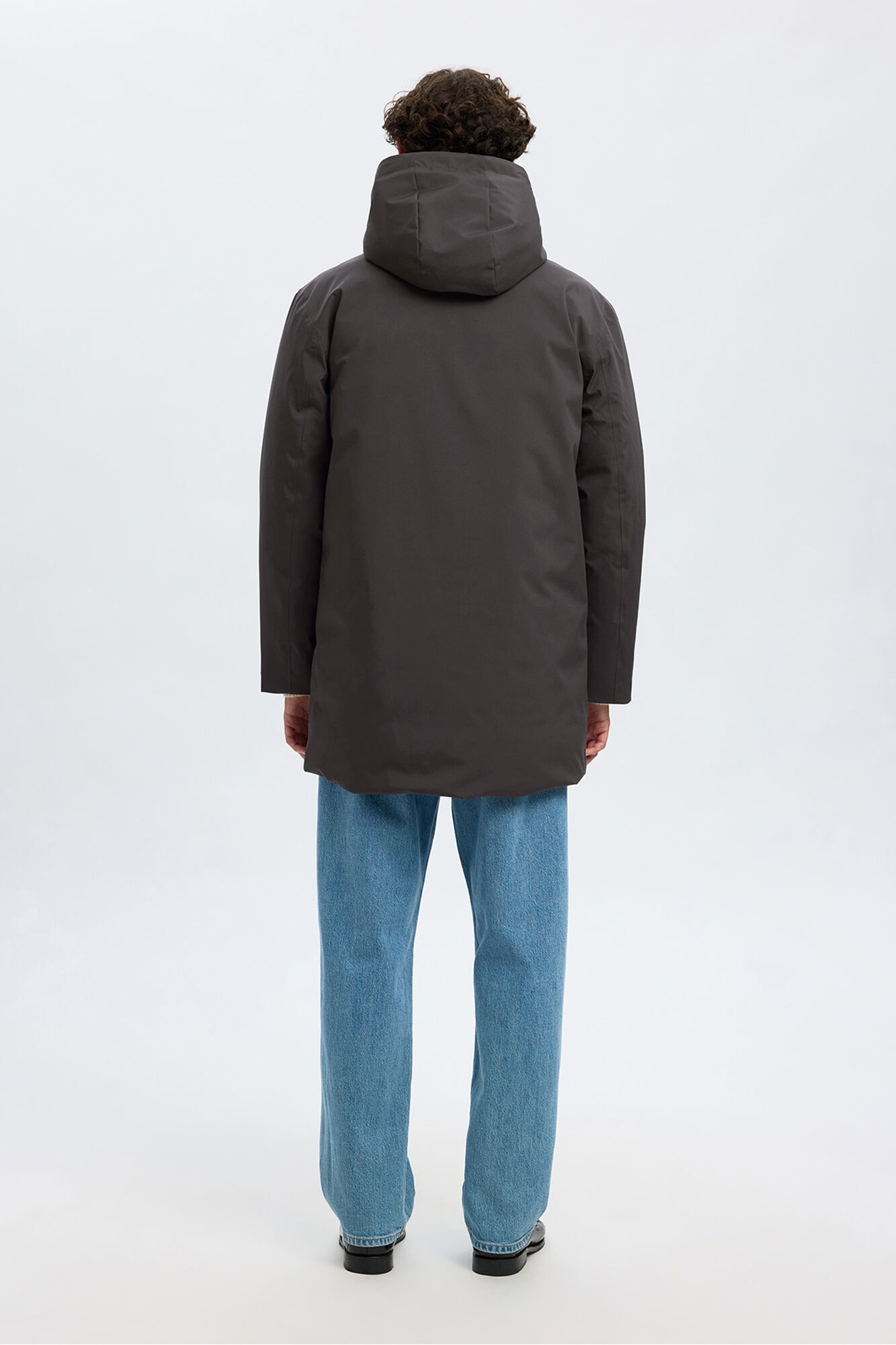 Selected Waterproof parka with hood Grey