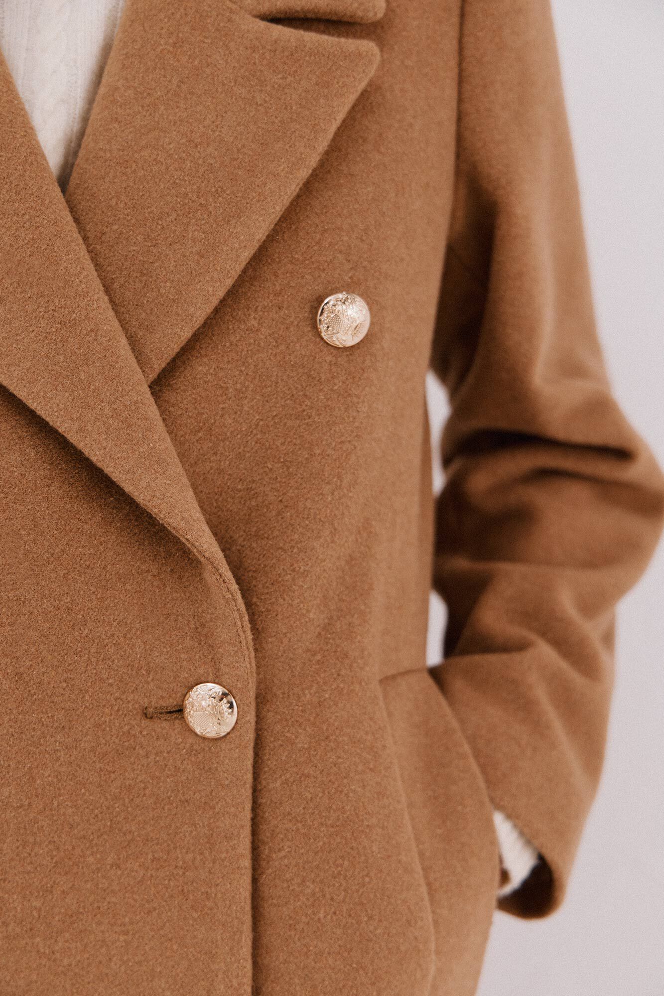 Cortefiel Long coat Italian fabric Beige