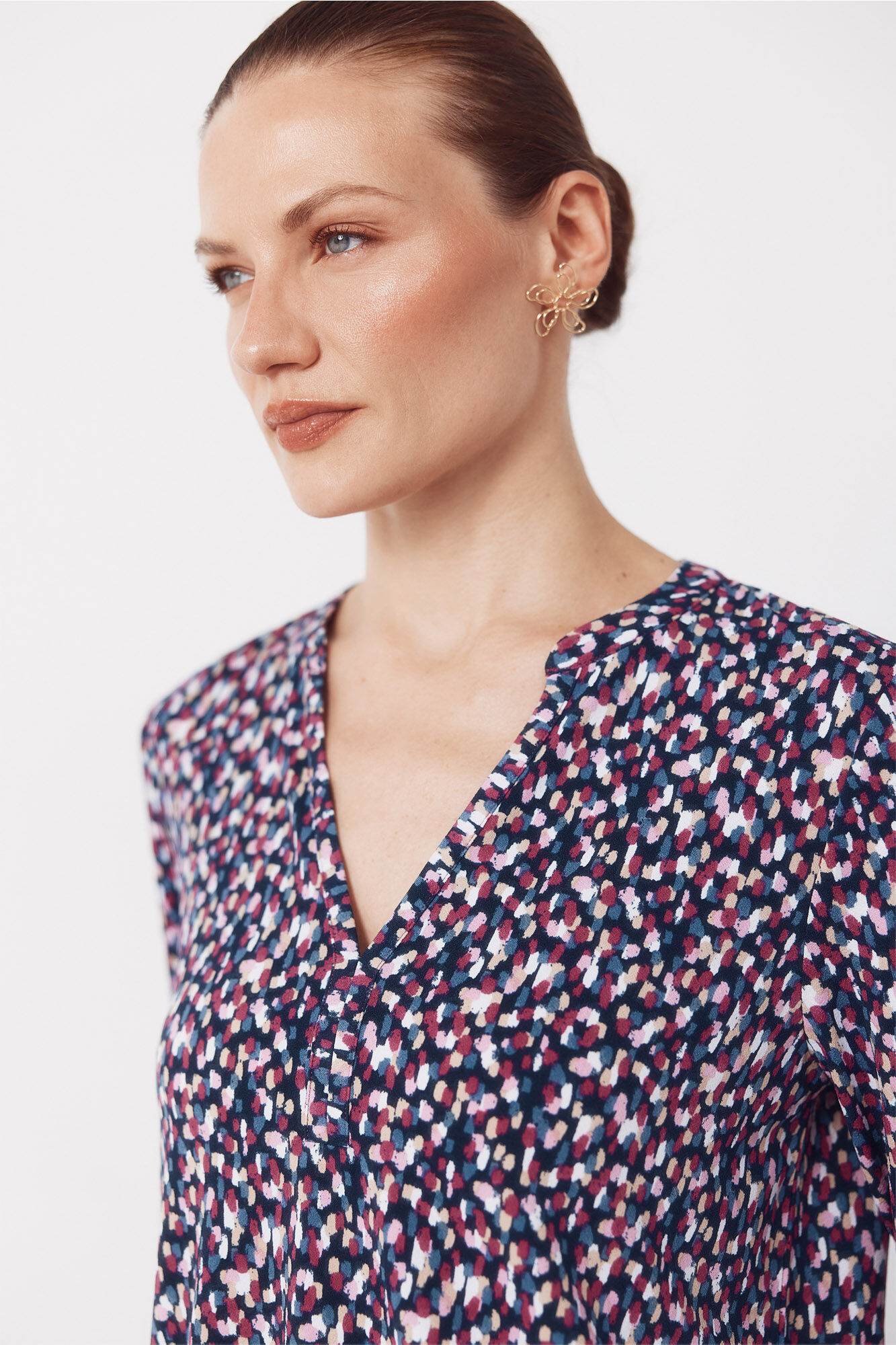 Cortefiel Basic top with mandarin collar Multicolour