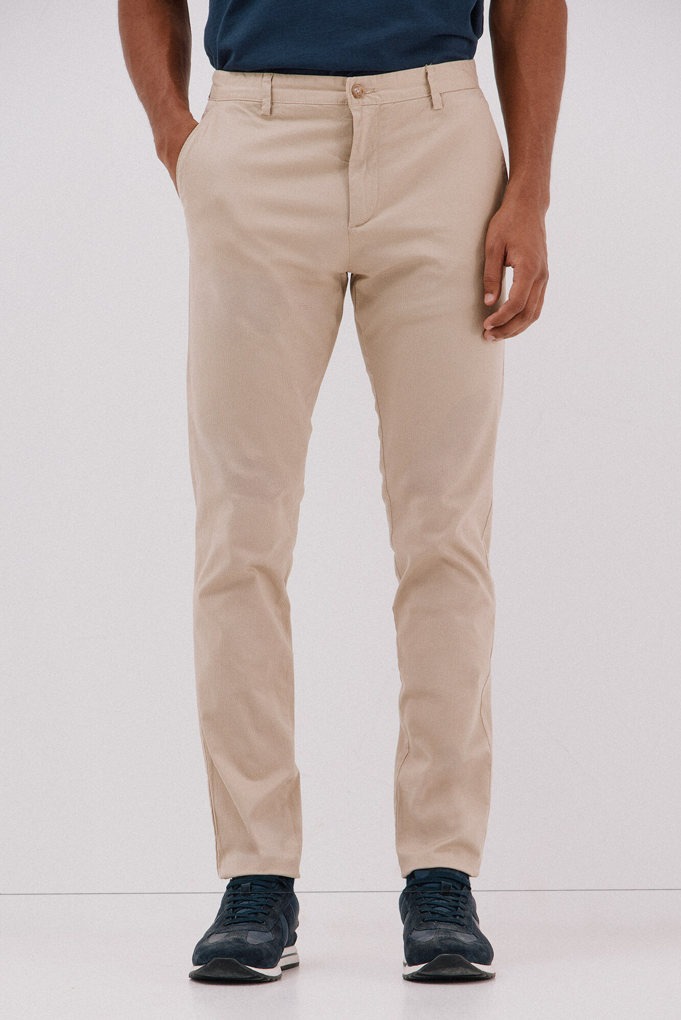 Cortefiel Slim-fit print chinos pants Beige