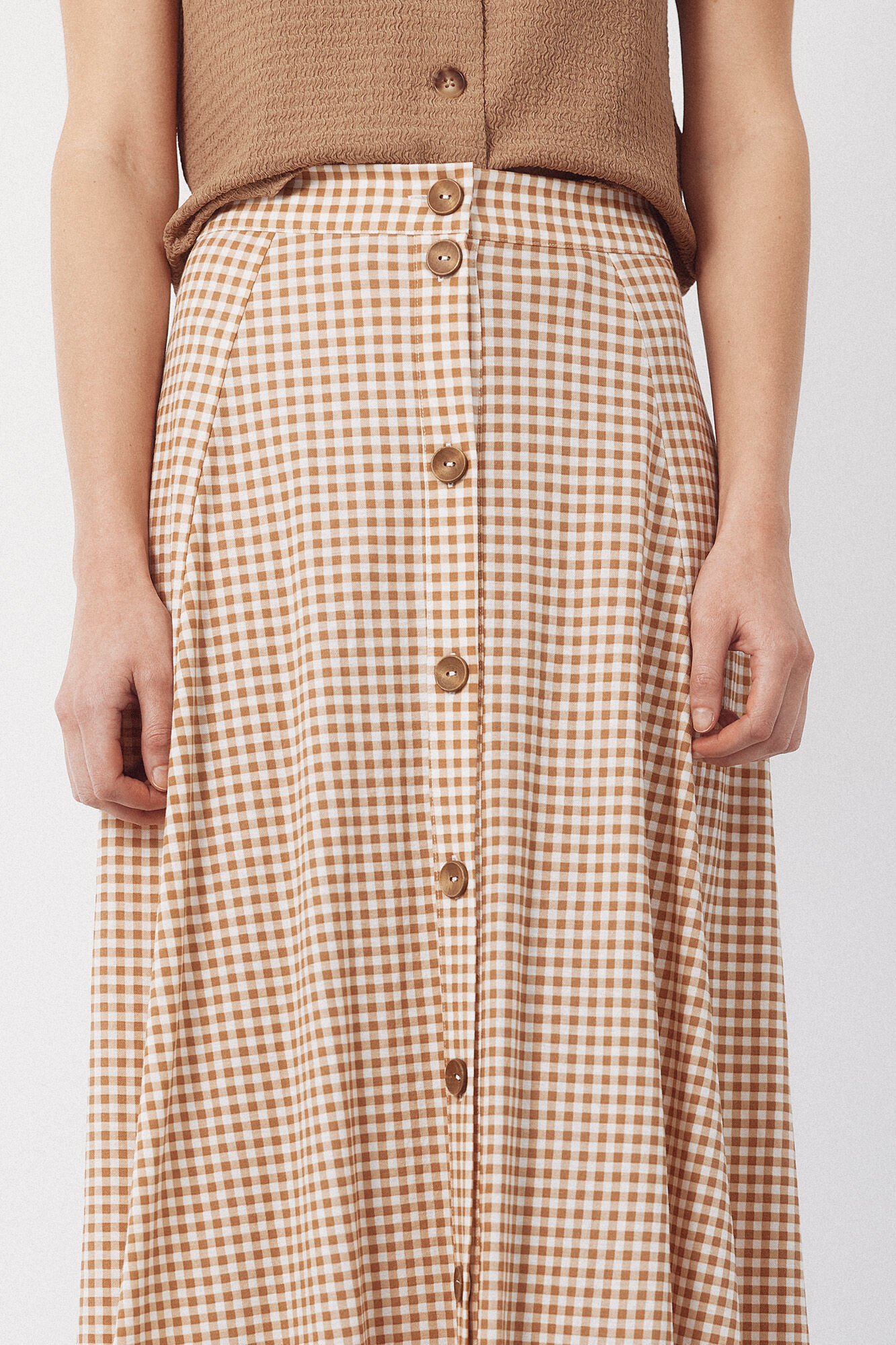 Cortefiel Falda capa midi Estampado amarillo