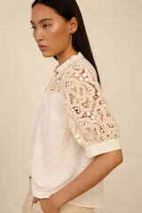 Meisie Blusa com crochet Branco