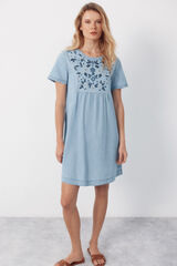 Cortefiel Embroidered dress Blue