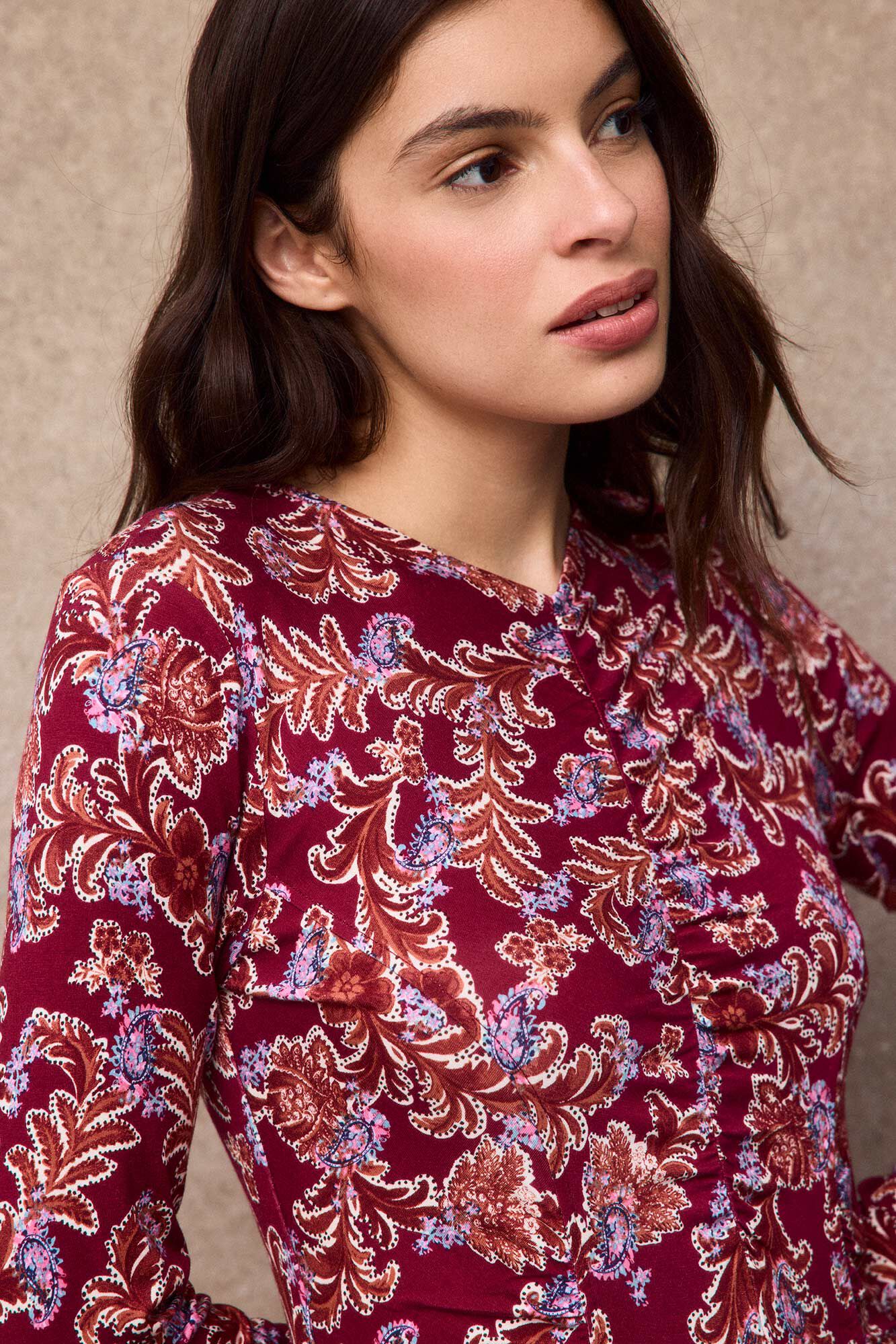 Slowlove Printed ruched dress Red