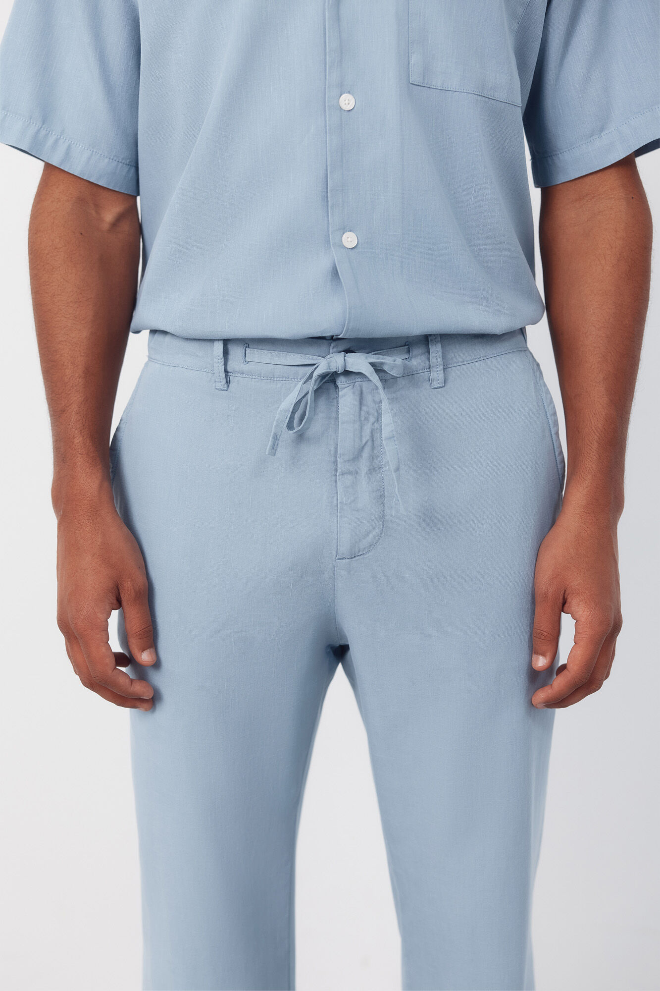 Cortefiel Trousers with elastic waistband and regular drawstrings Blue