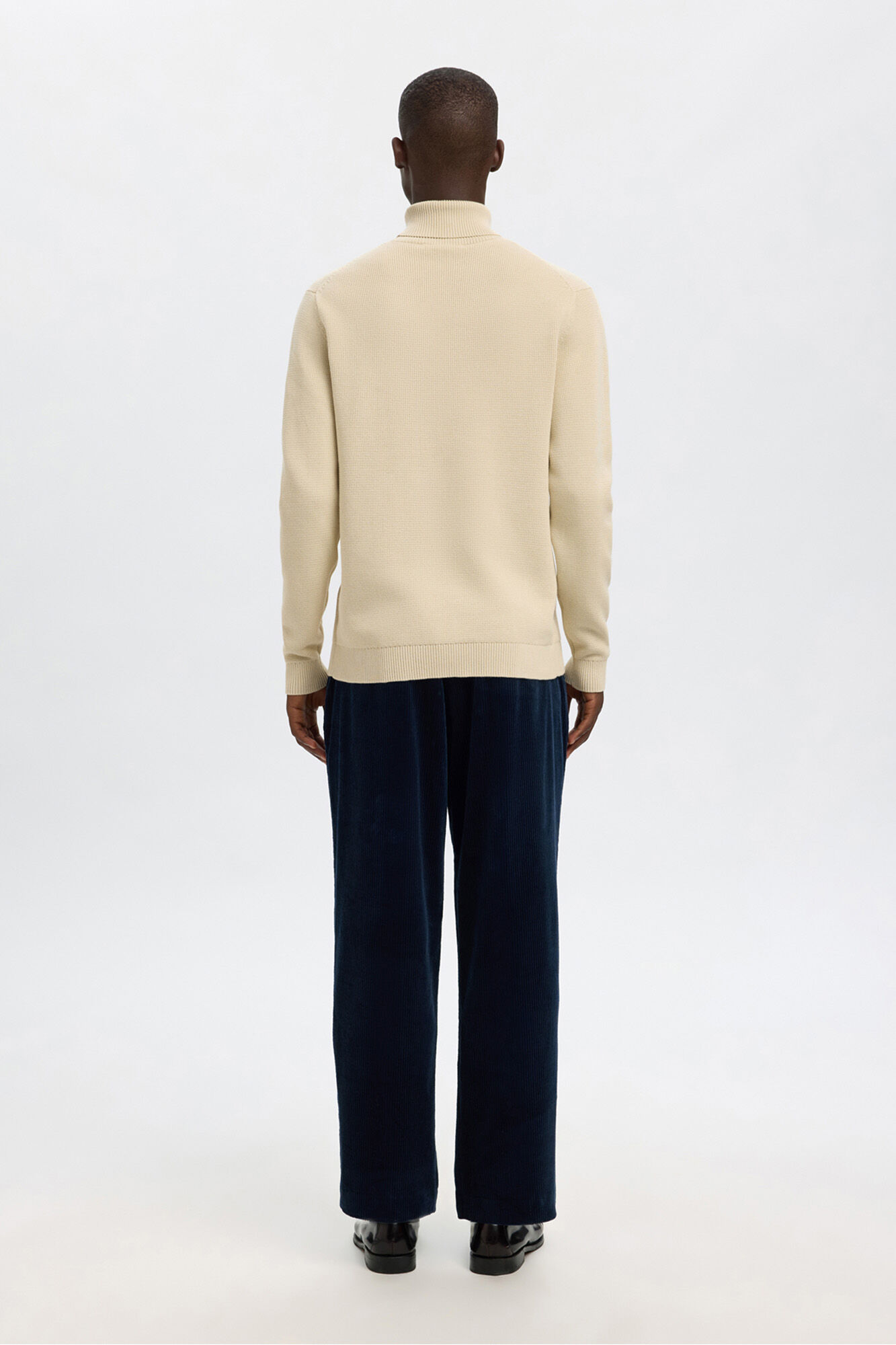 Selected Camisola de gola 100% algod&atilde;o org&acirc;nico Tostado