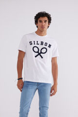 Silbon White racket branding T-shirt White