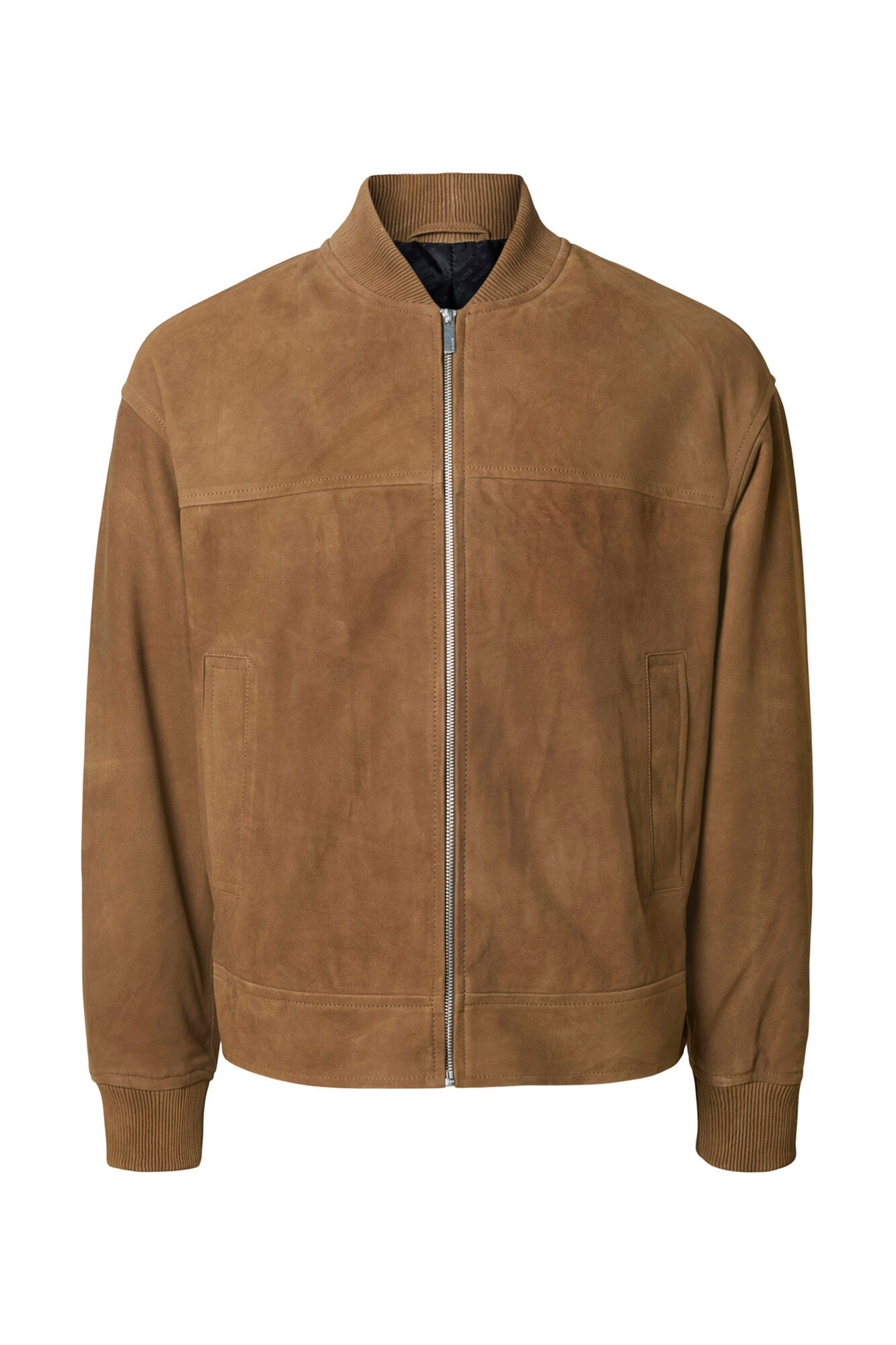 Selected Blus&atilde;o bomber 100% camur&ccedil;a de cabra Castanho