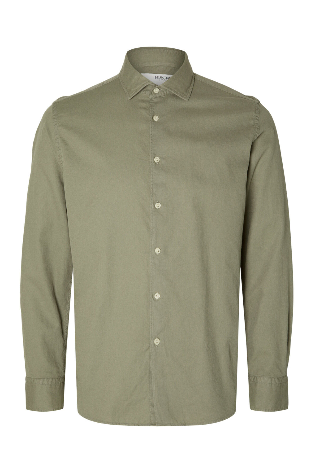 Selected Camisa de manga comprida confecionada com algod&atilde;o org&acirc;nico Verde