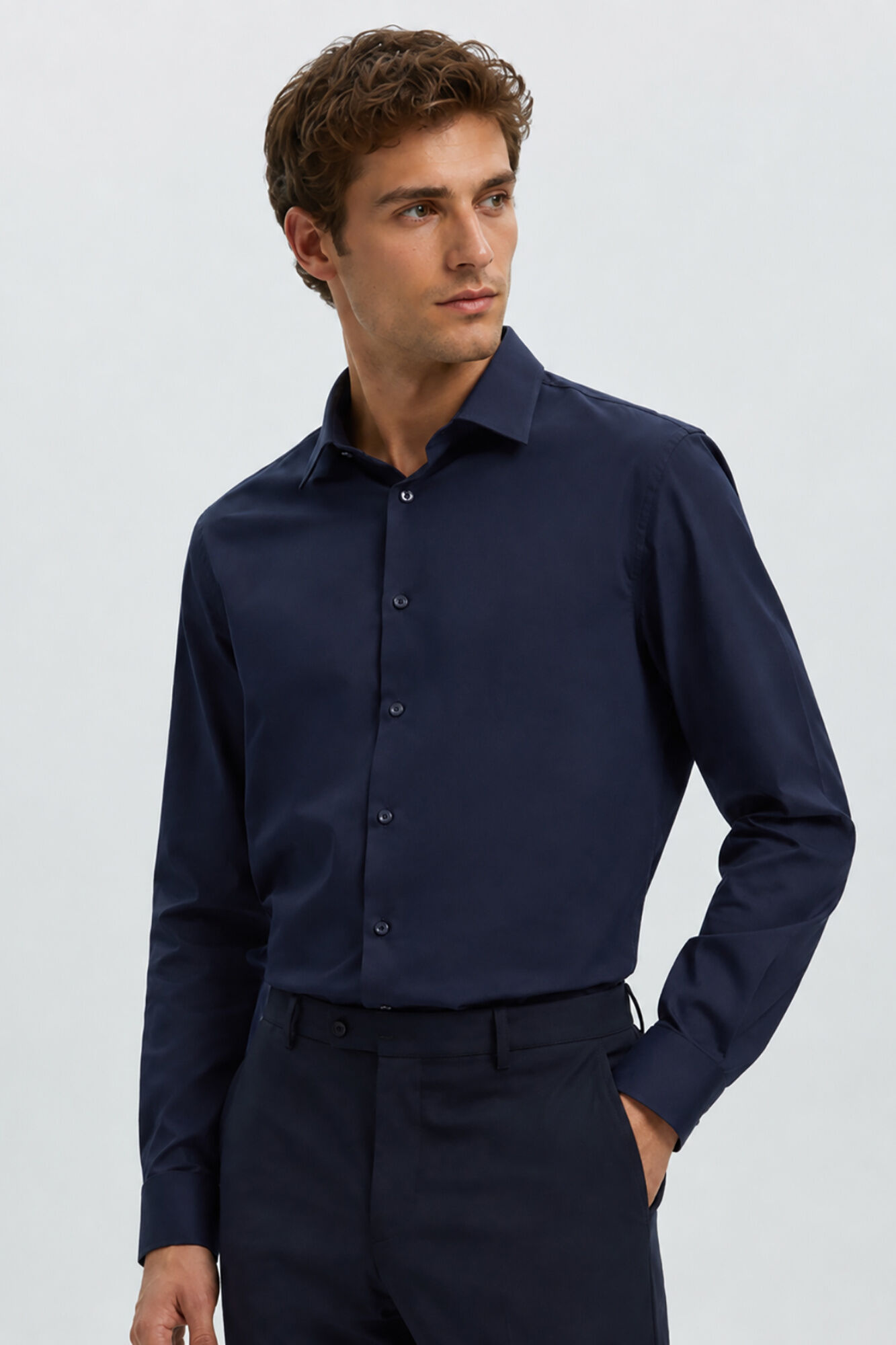 Selected Camisa Slim Fit de vestir Azul marino