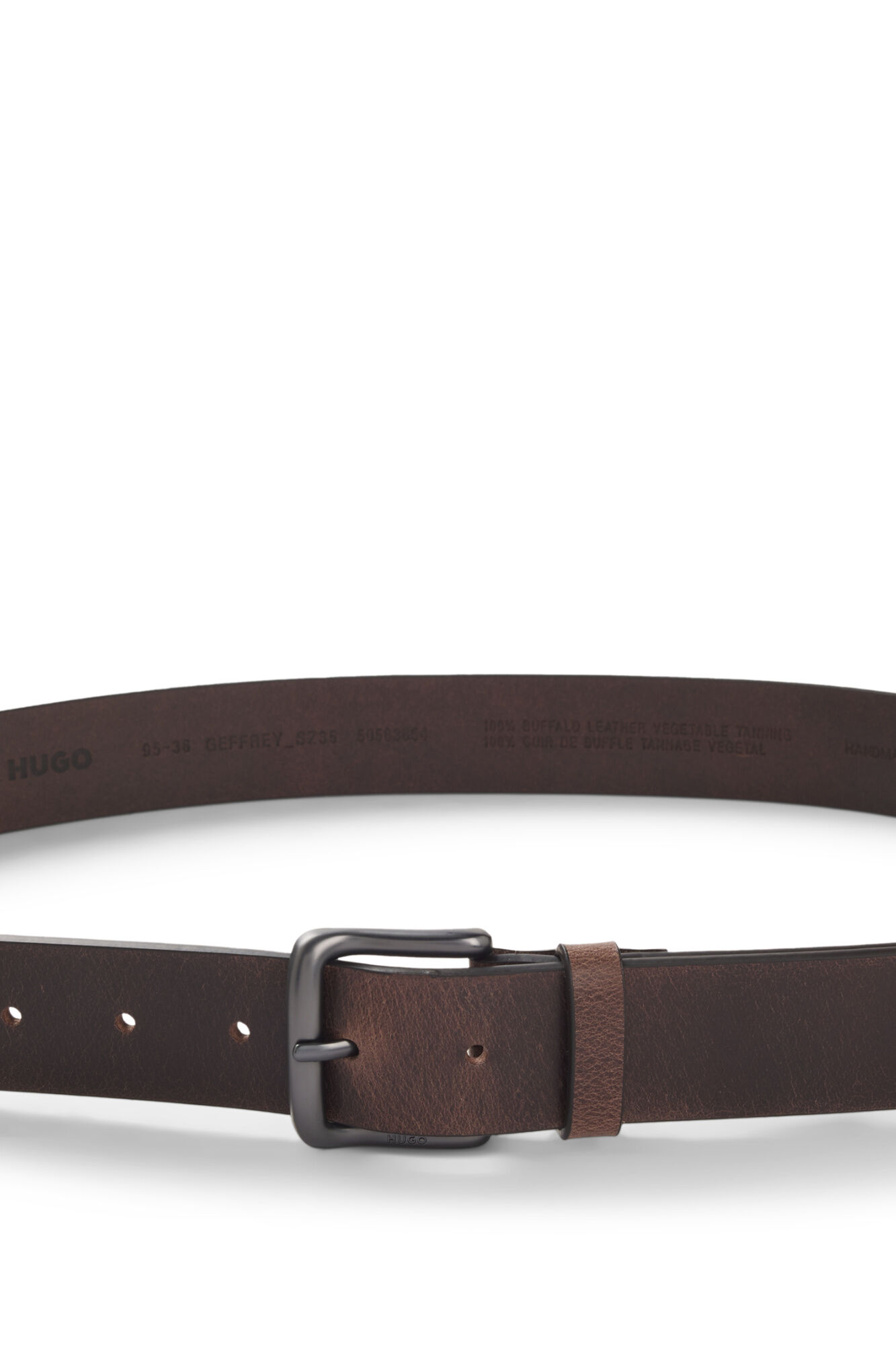 HUGO Buffalo leather belt Dark brown