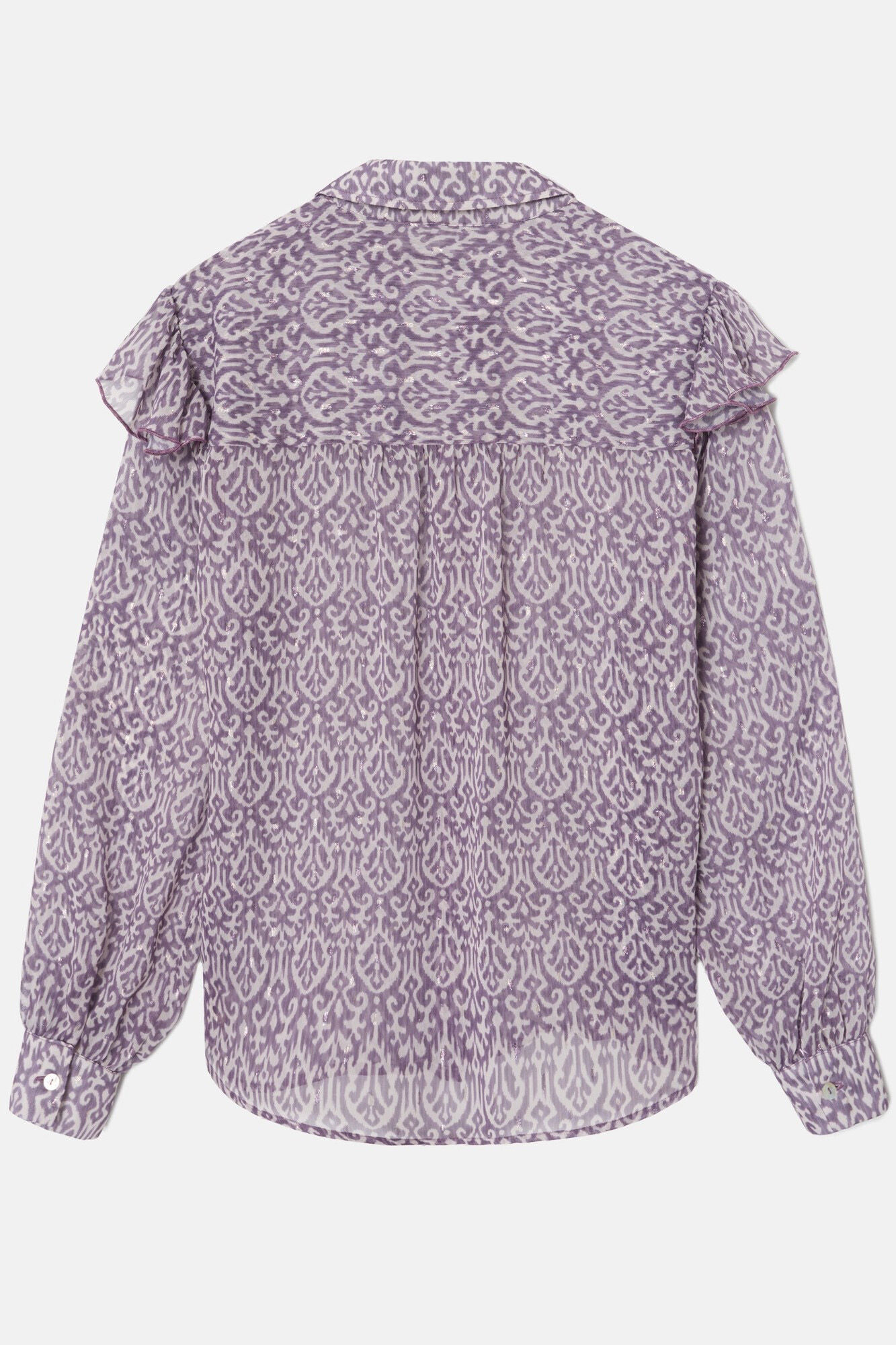 Silbon Camisa com folho e estampado Ikat Roxo