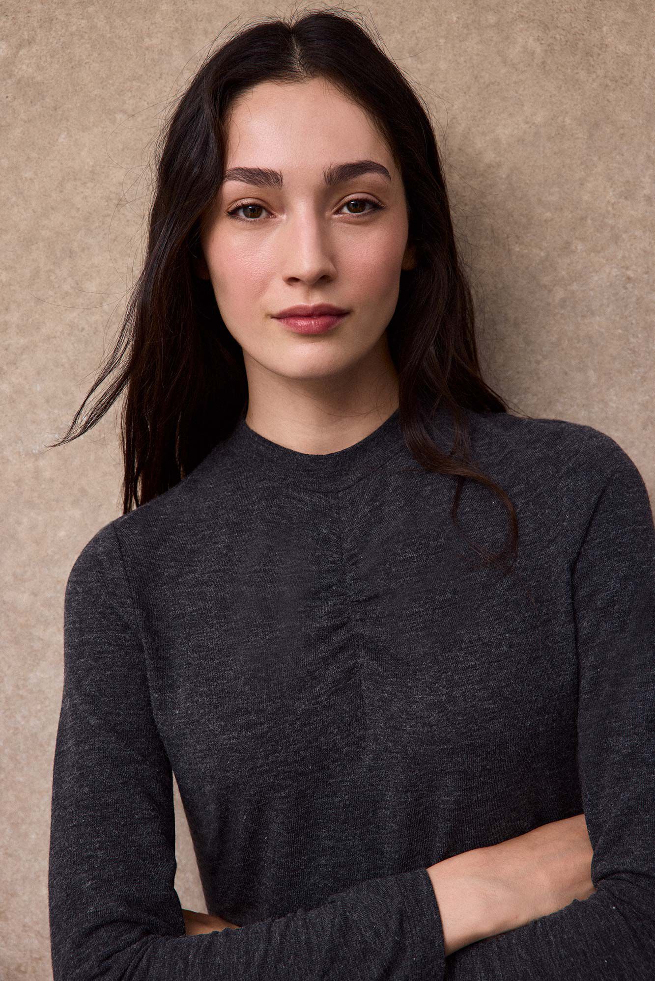 Slowlove Top frunce Gris oscuro