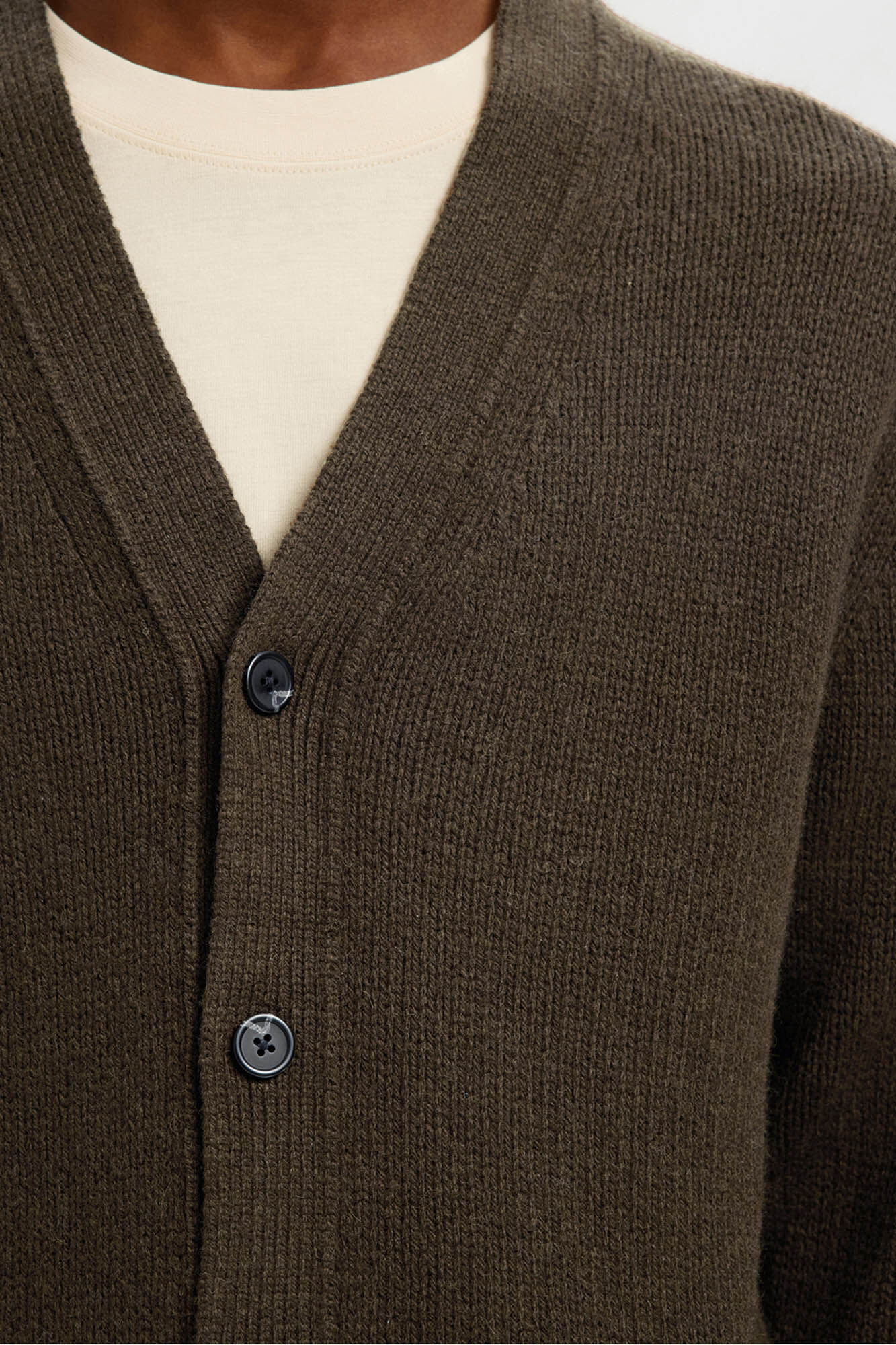 Selected C&aacute;rdigan lana cuello pico