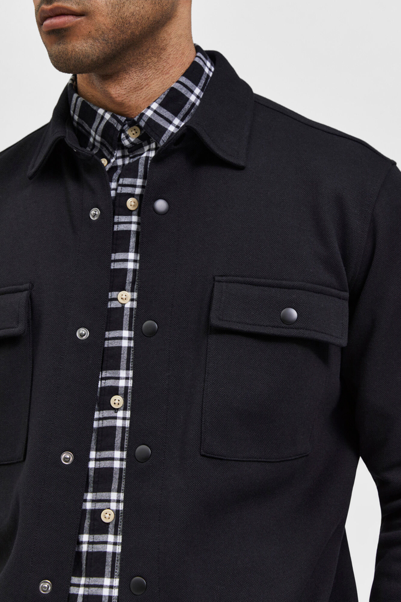 Selected Men's jacket with flap pockets Black