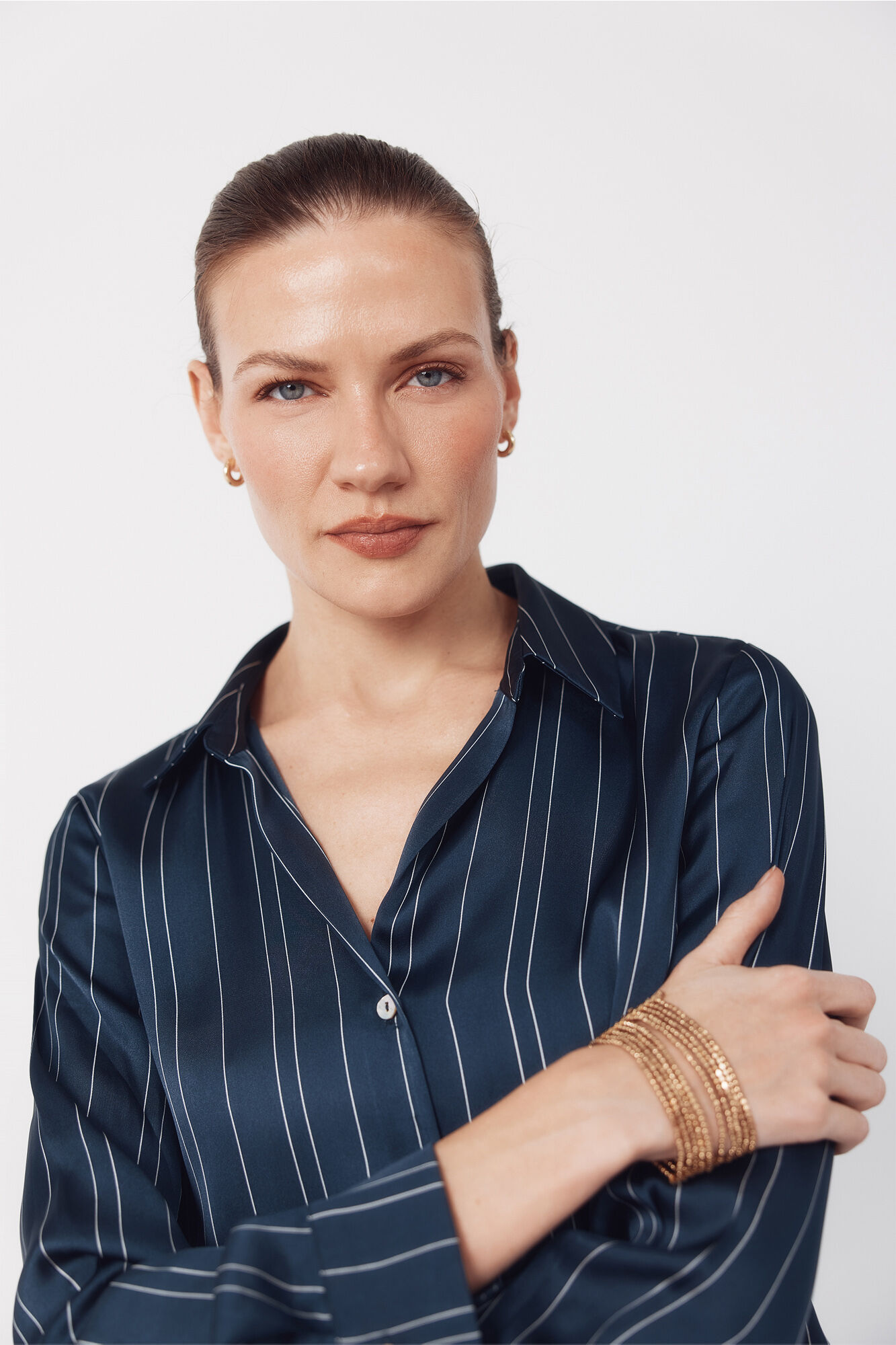 Cortefiel Satin-finish shirt Printed blue