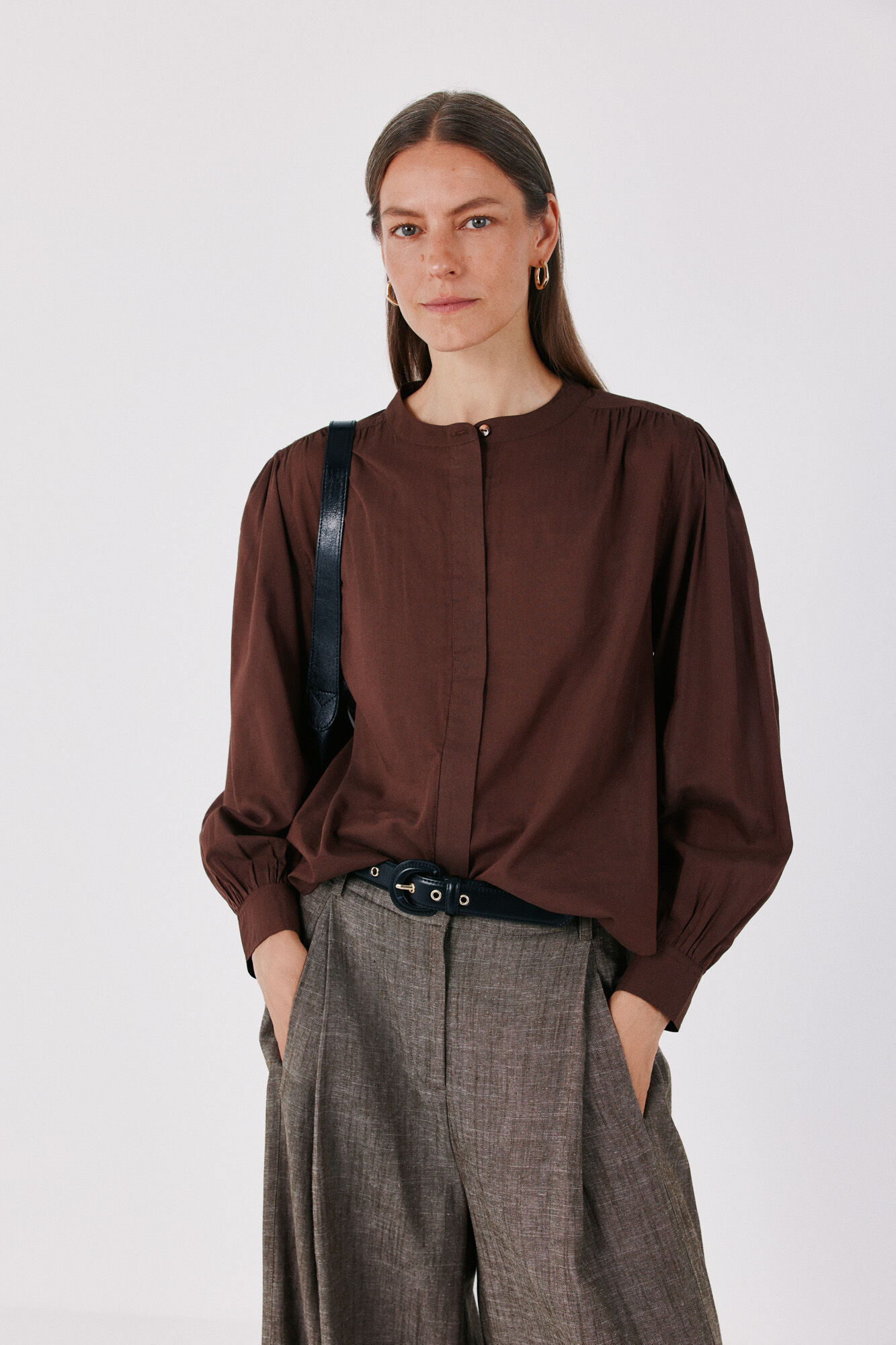 Cortefiel Blusa algod&oacute;n ligera Marr&oacute;n