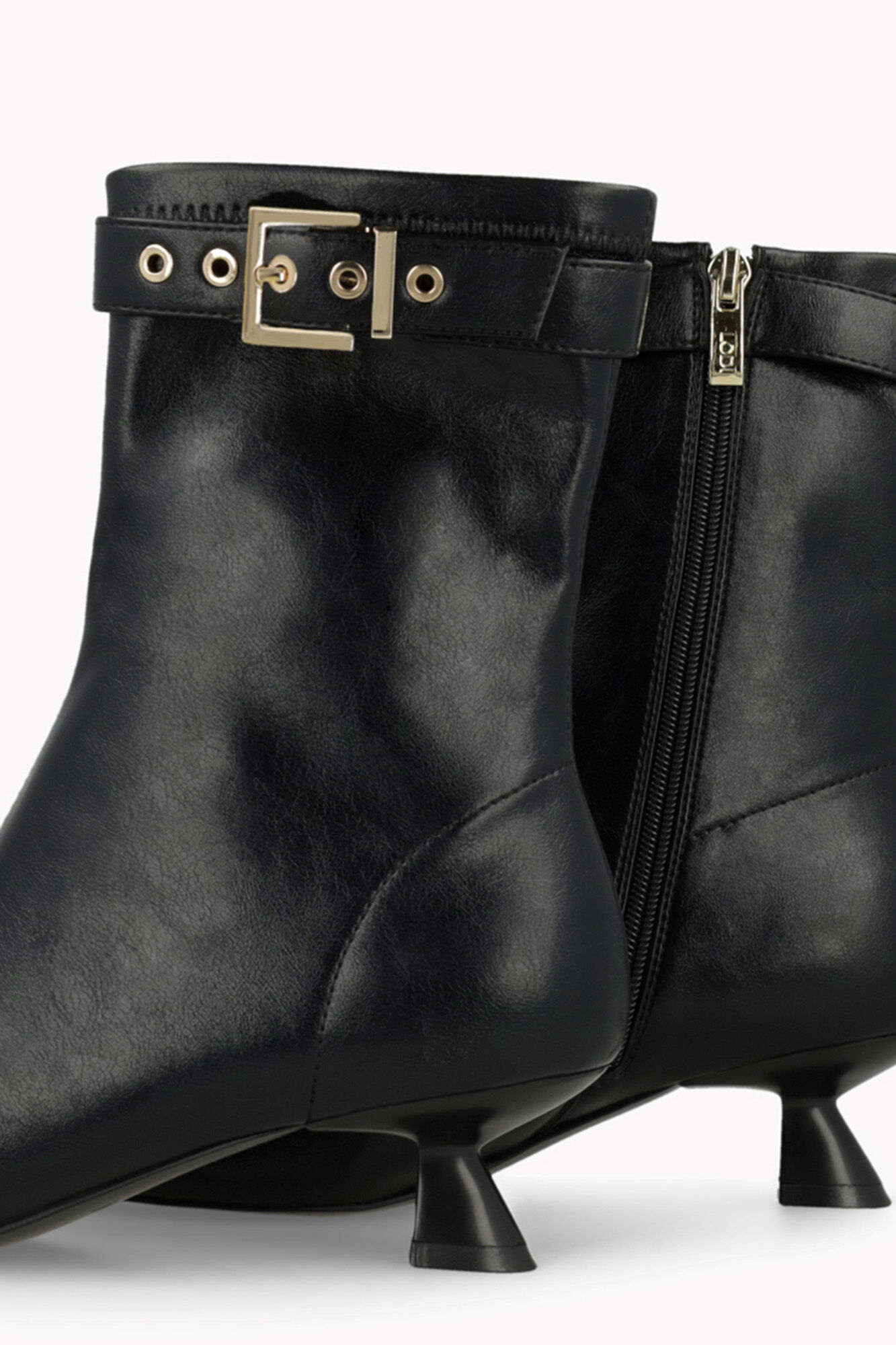 Lodi Botins com efeito de couro e detalhes Preto
