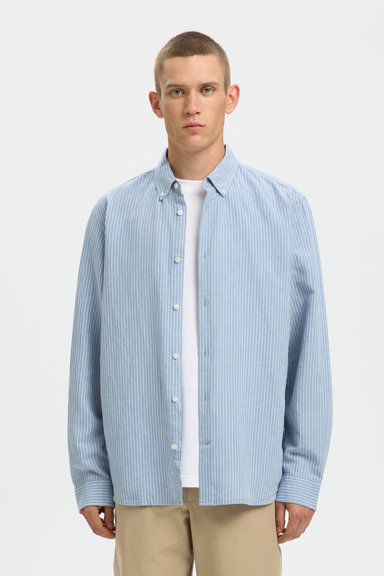 Selected Linen blend shirt Blue