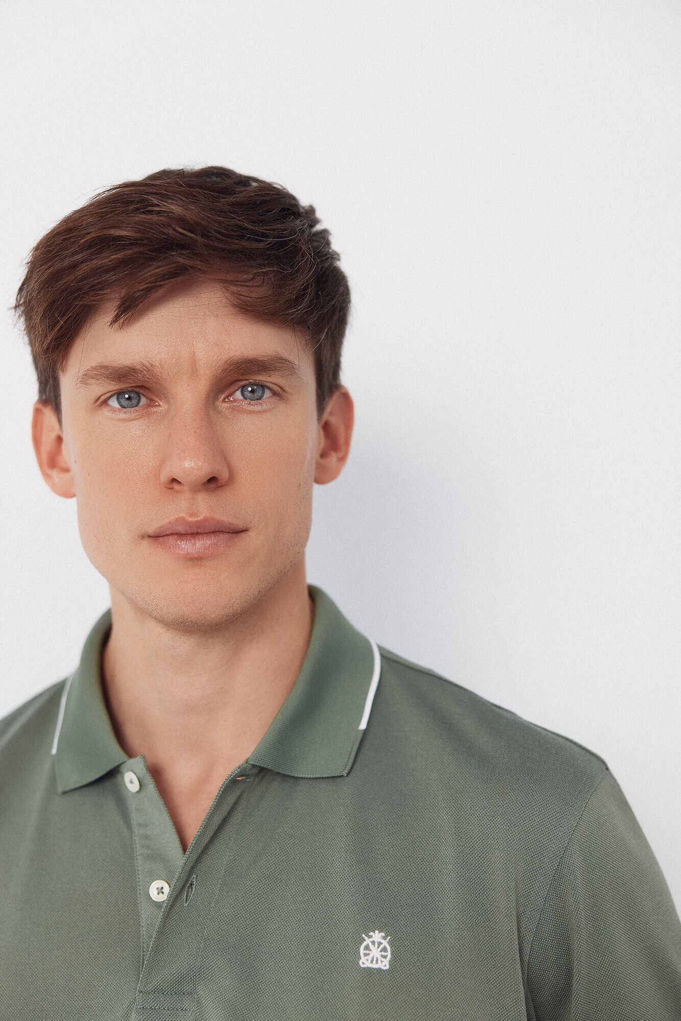 Cortefiel Coolmax&reg; jacquard collar polo shirt Kaki