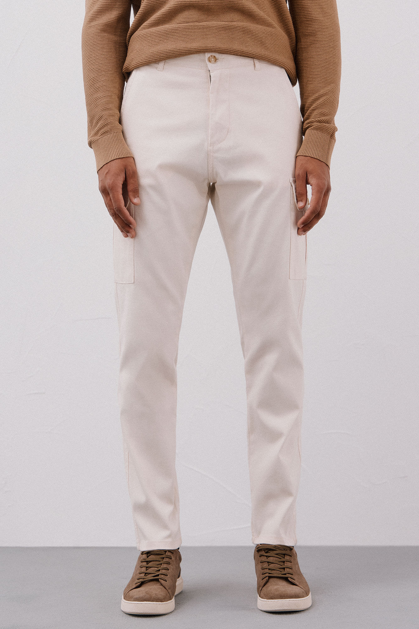 Cortefiel Cal&ccedil;as cargo leves Ecru