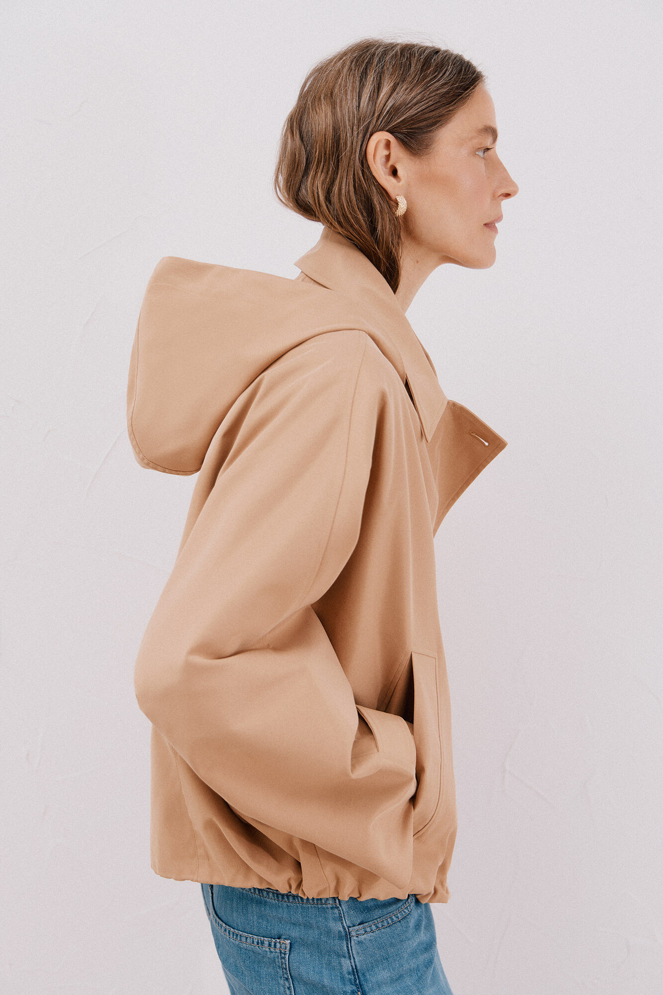 Cortefiel Short trench coat Beige