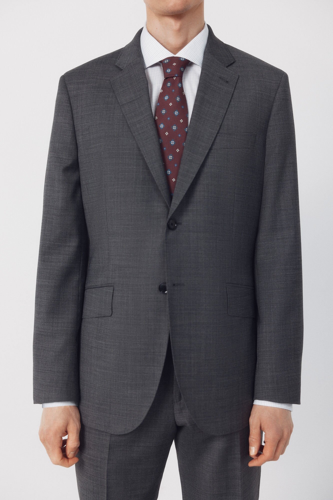 Cortefiel Grey structured dynamic blazer Dark grey