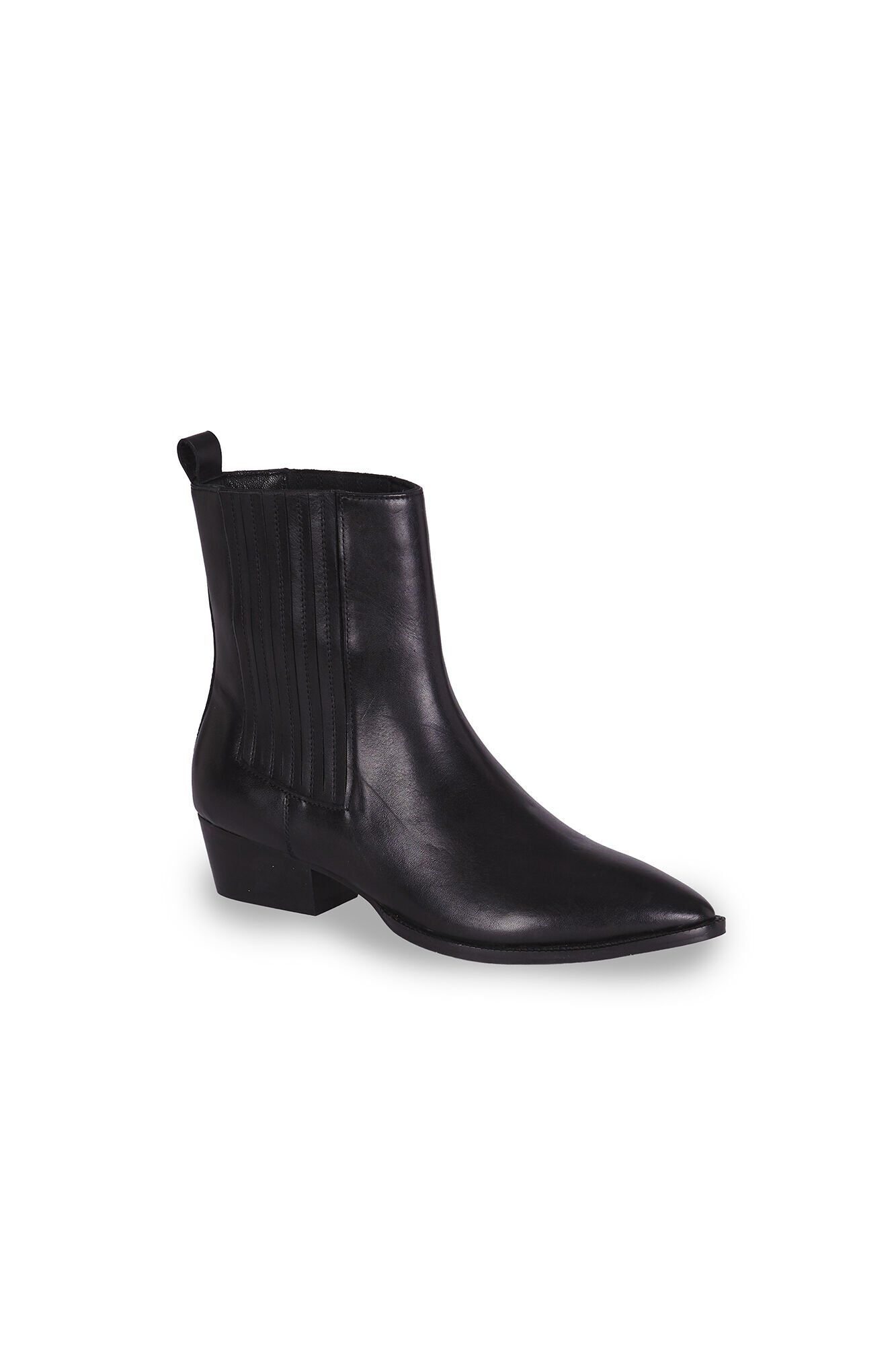 Cortefiel Elastic leather boot Black
