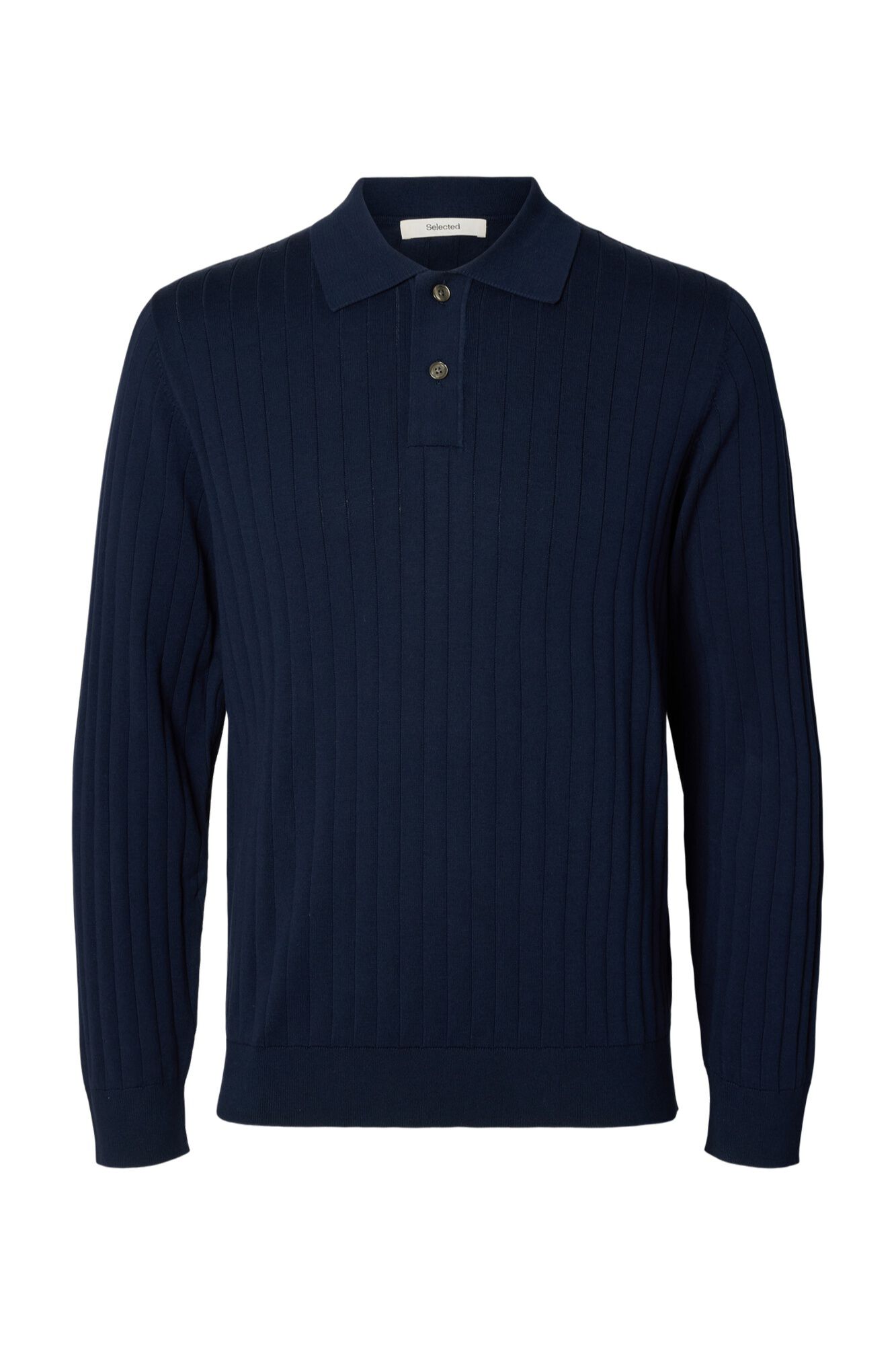 Selected Polo de malha de manga comprida Azul