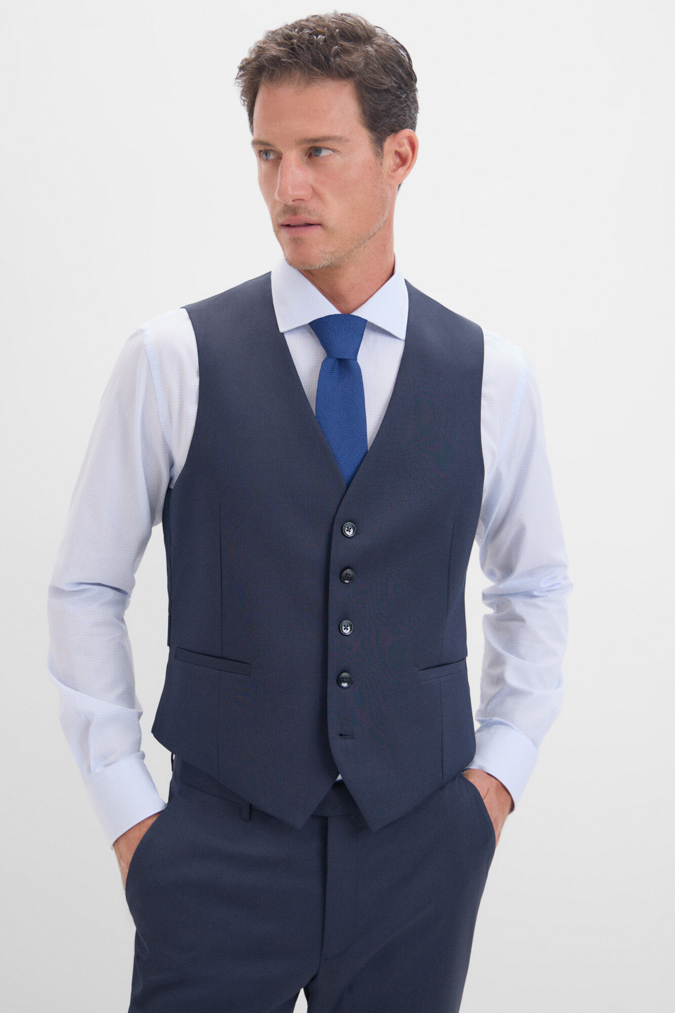 Cortefiel Chaleco liso marino slim fit Azul marino
