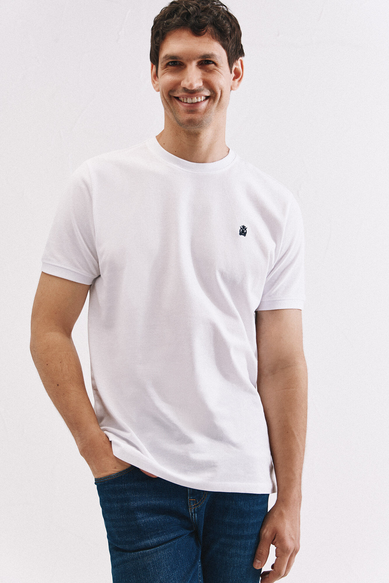 Cortefiel Basic piqu&eacute; t-shirt White