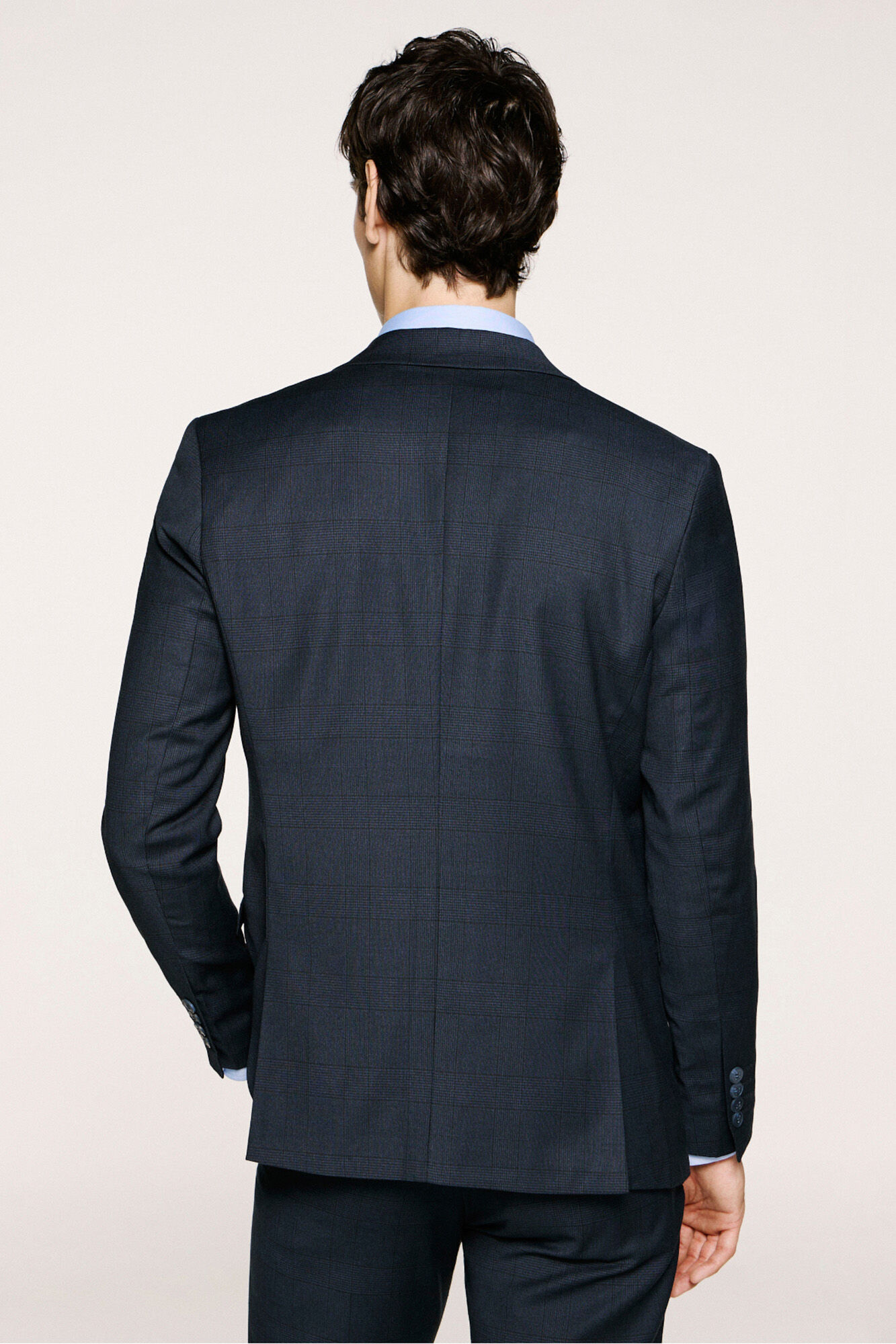 Selected Blazer xadrez slim fit Azul