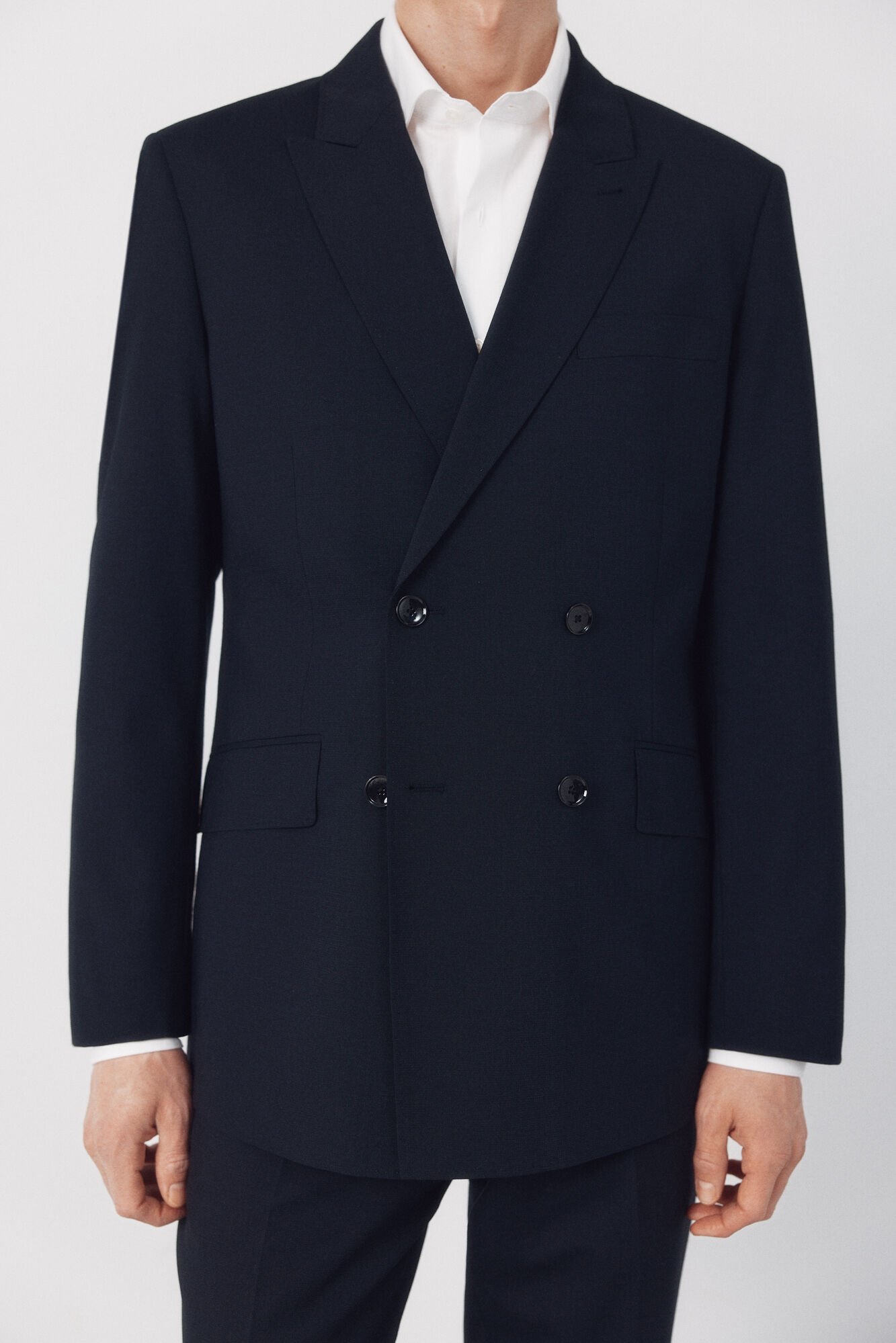Cortefiel Blue dynamic structure double-breasted blazer Navy
