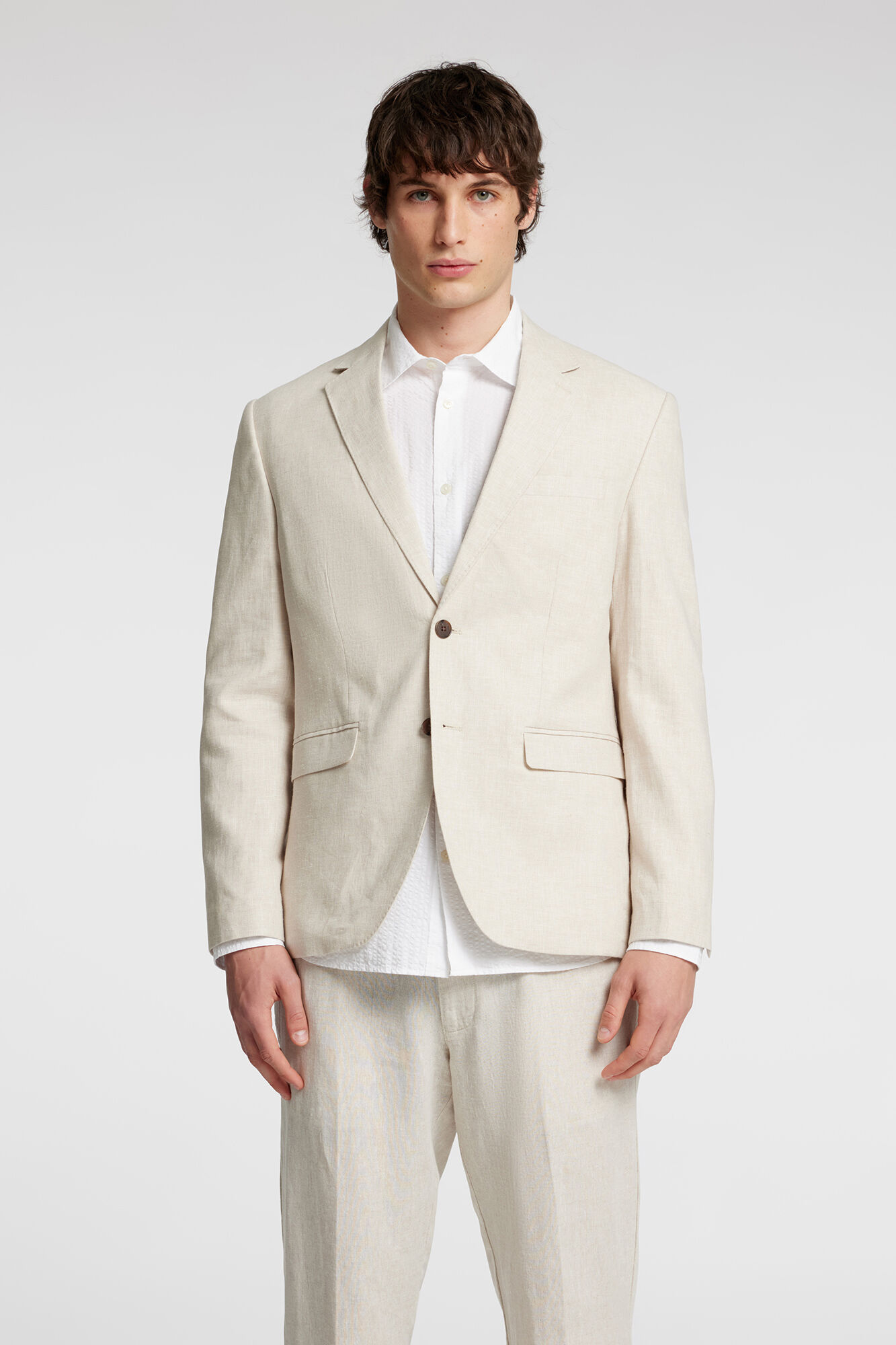 Selected Americano feito de linho Cinzento