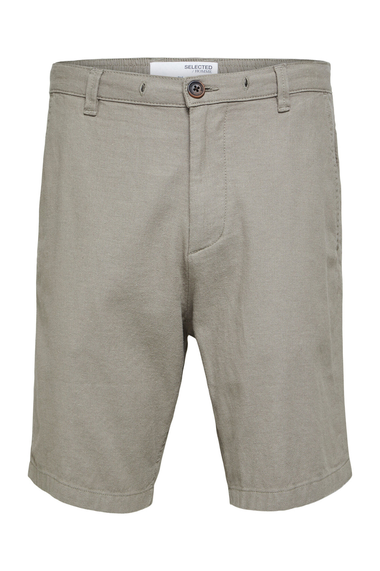 Selected Short chinos made with linen and organic cotton. Green