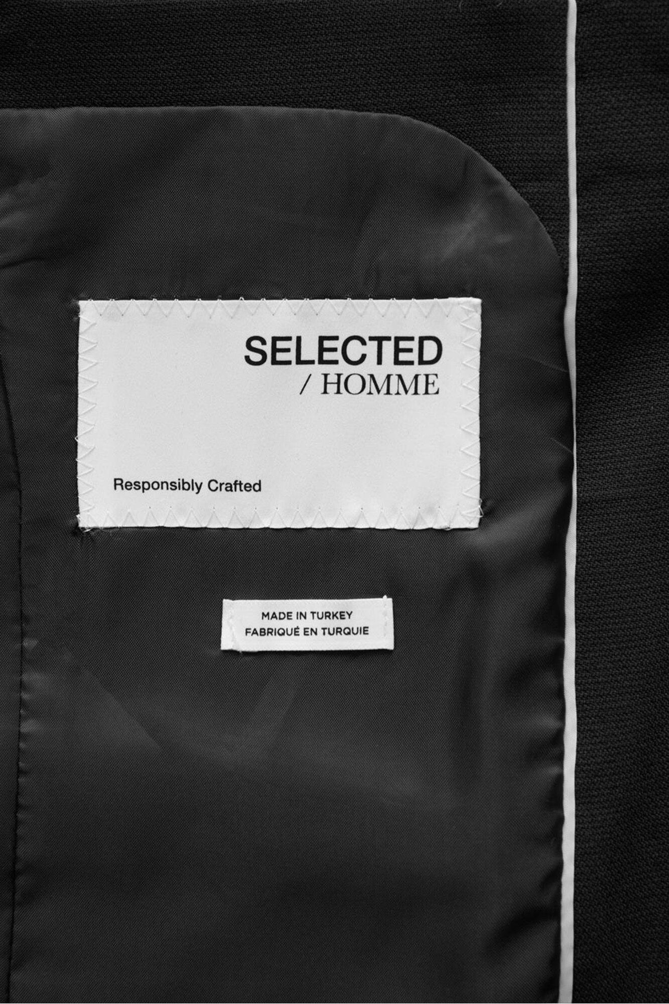 Selected Terno slim fit de duas pe&ccedil;as em l&atilde; fria Preto