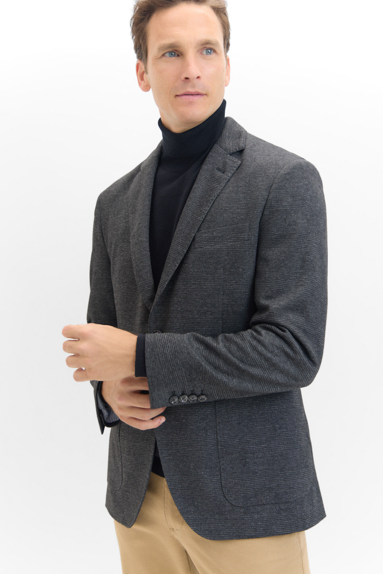 Cortefiel Americana de punto cuadros Gris oscuro