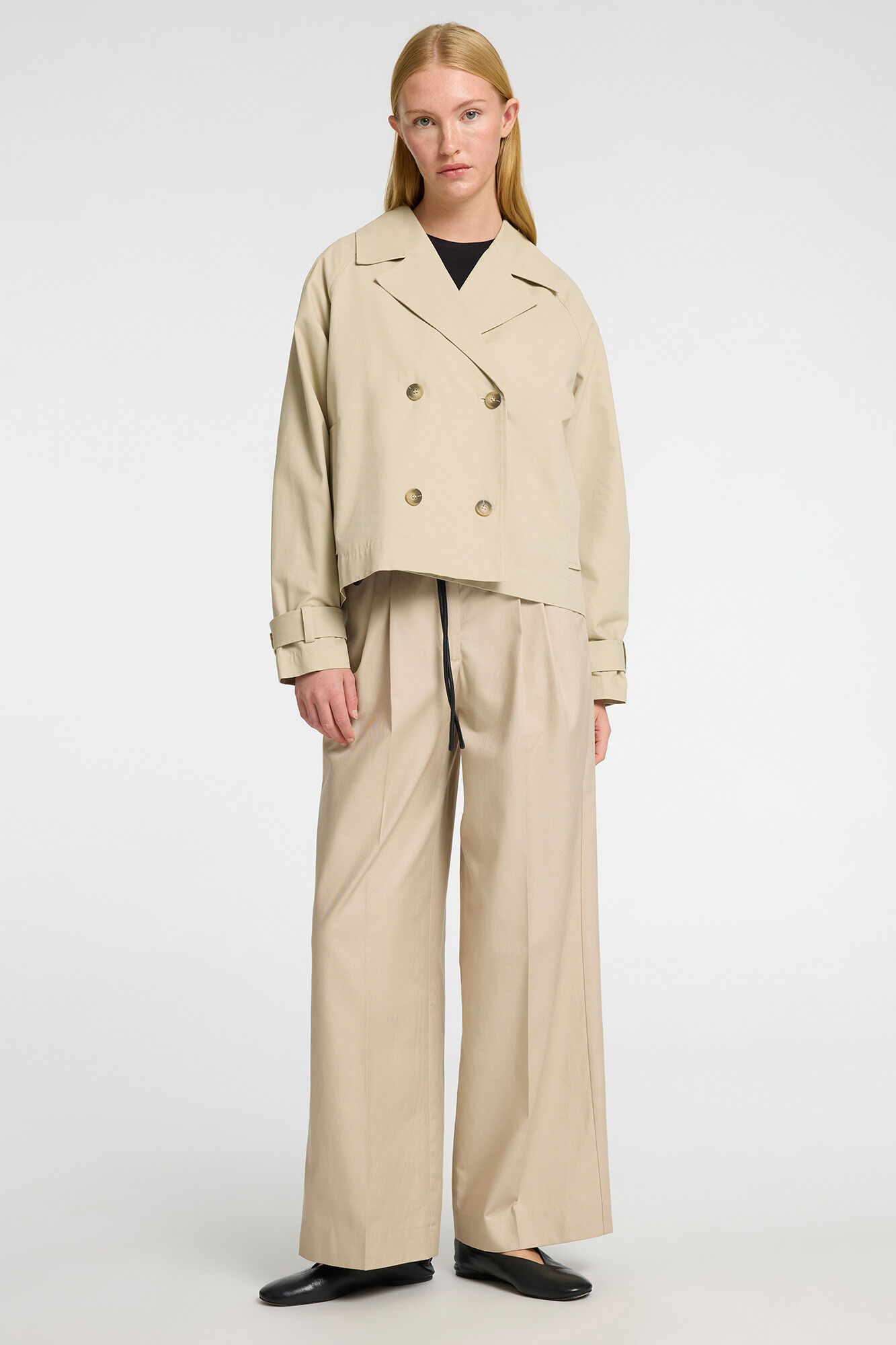 Selected Gabardine curto 100% algod&atilde;o Tostado