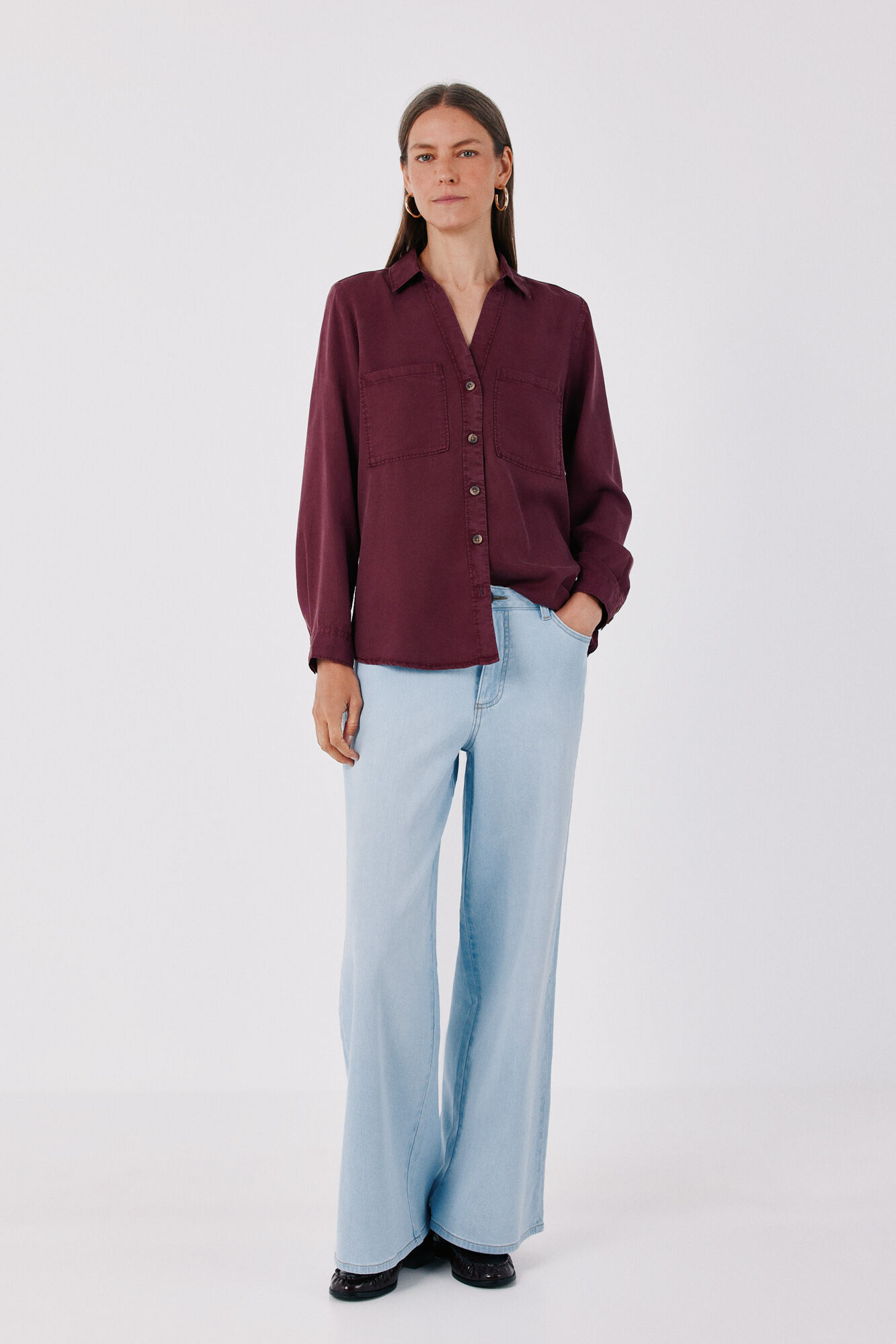 Cortefiel Camisa de ganga Tencel