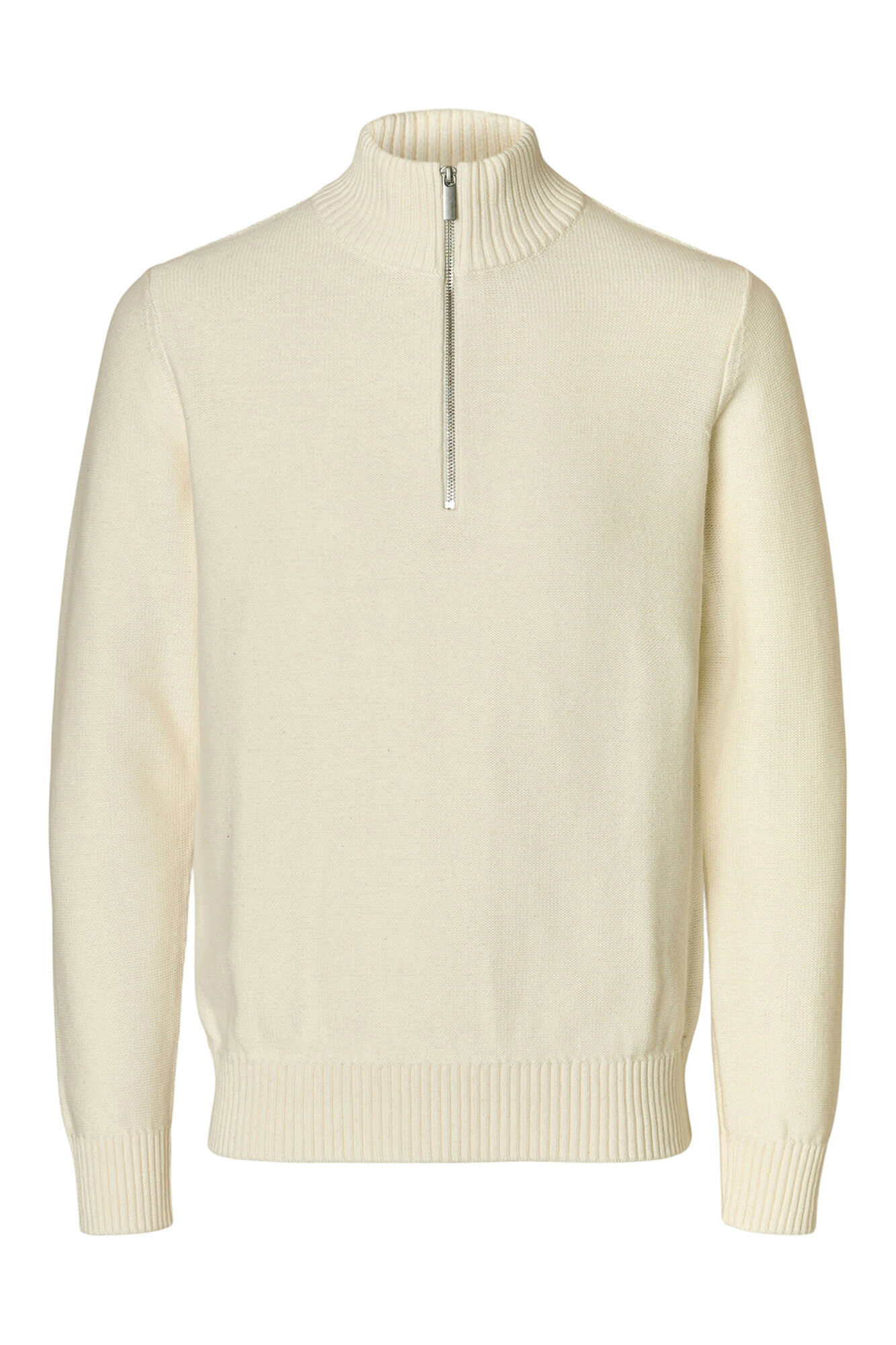 Selected Camisola estruturada 100% algod&atilde;o org&acirc;nico com meia fecho-&eacute;clair . Tostado