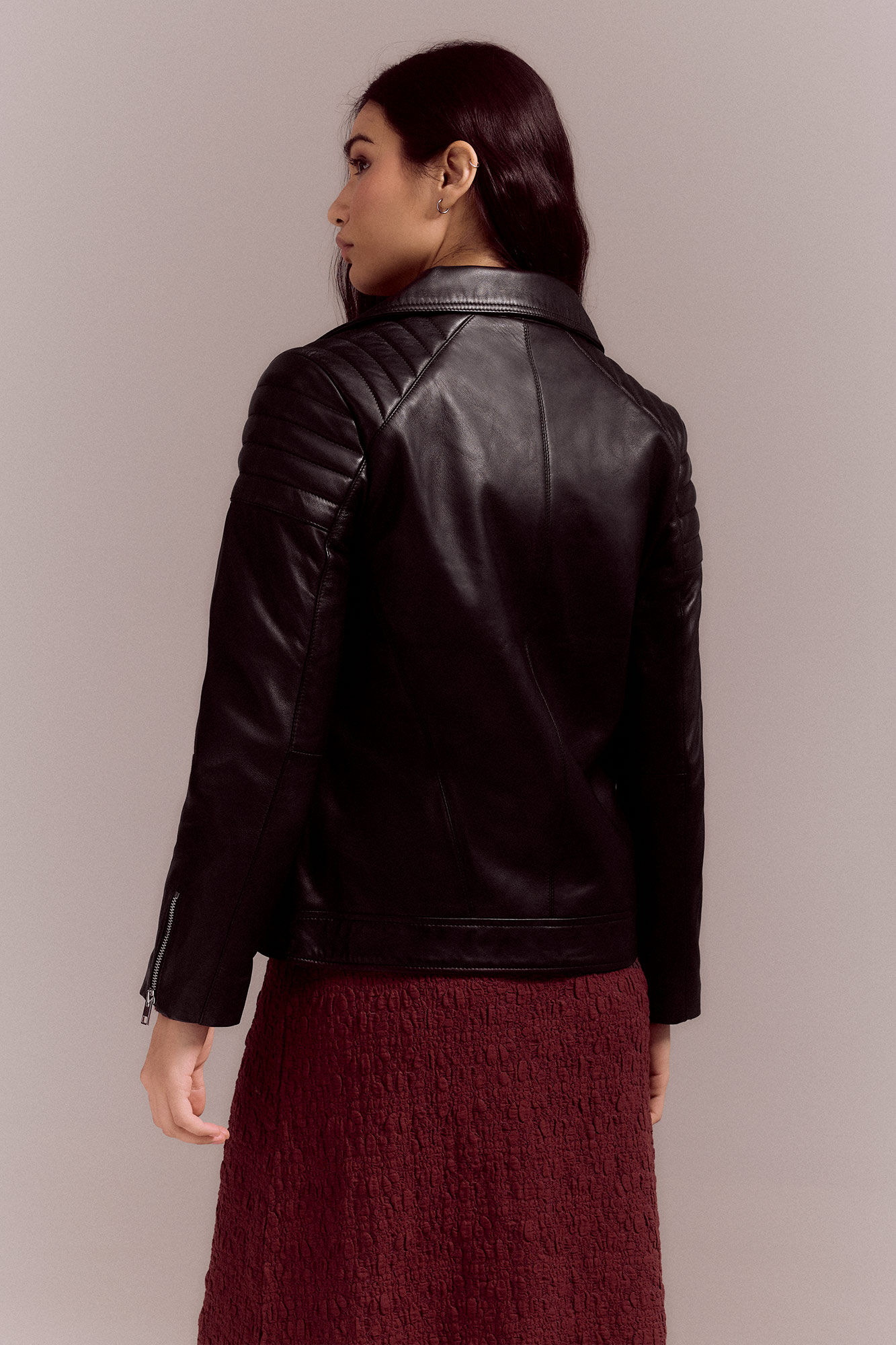 Slowlove Nappa biker jacket with padded shoulders Black