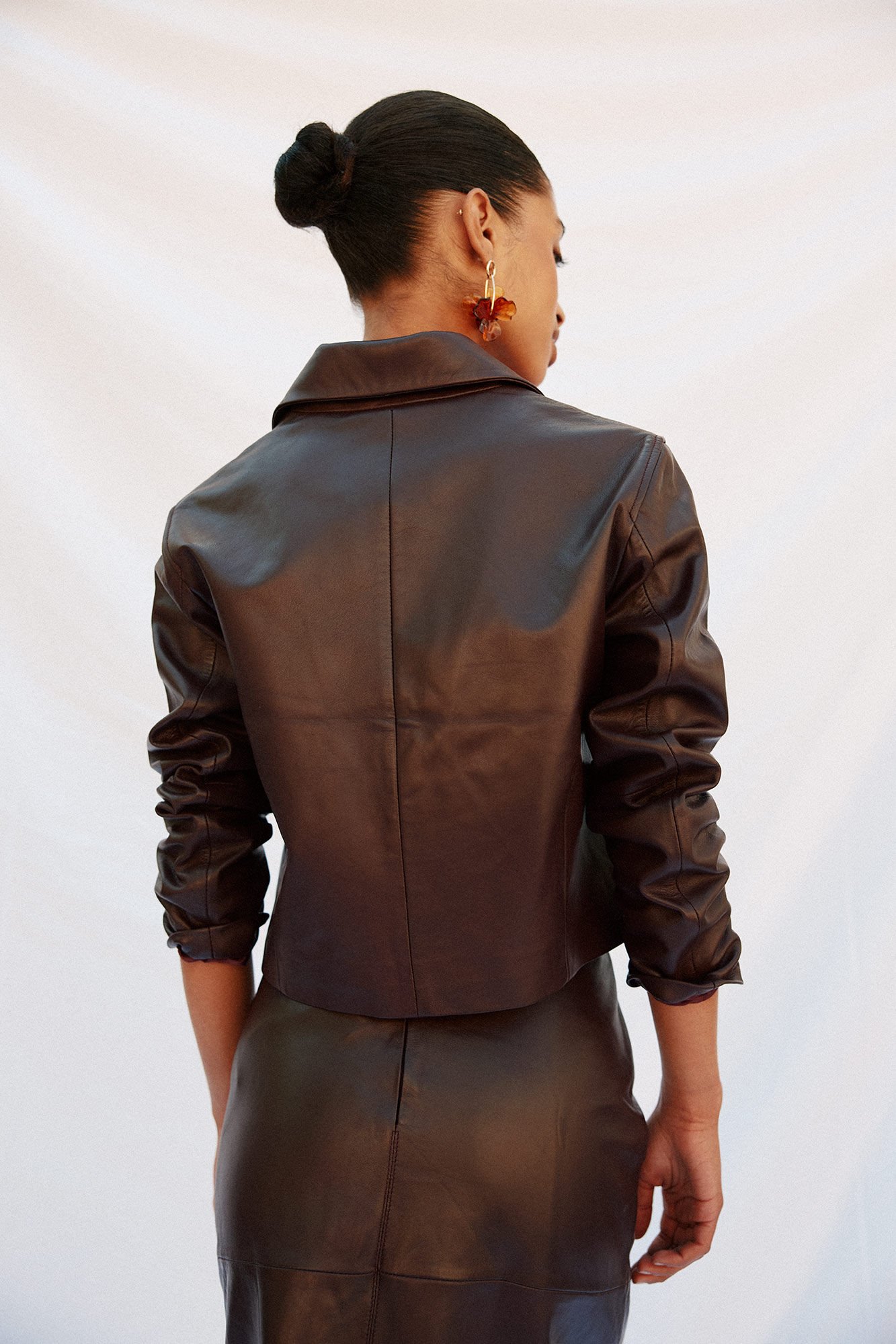 Cortefiel leather blazer Dark brown