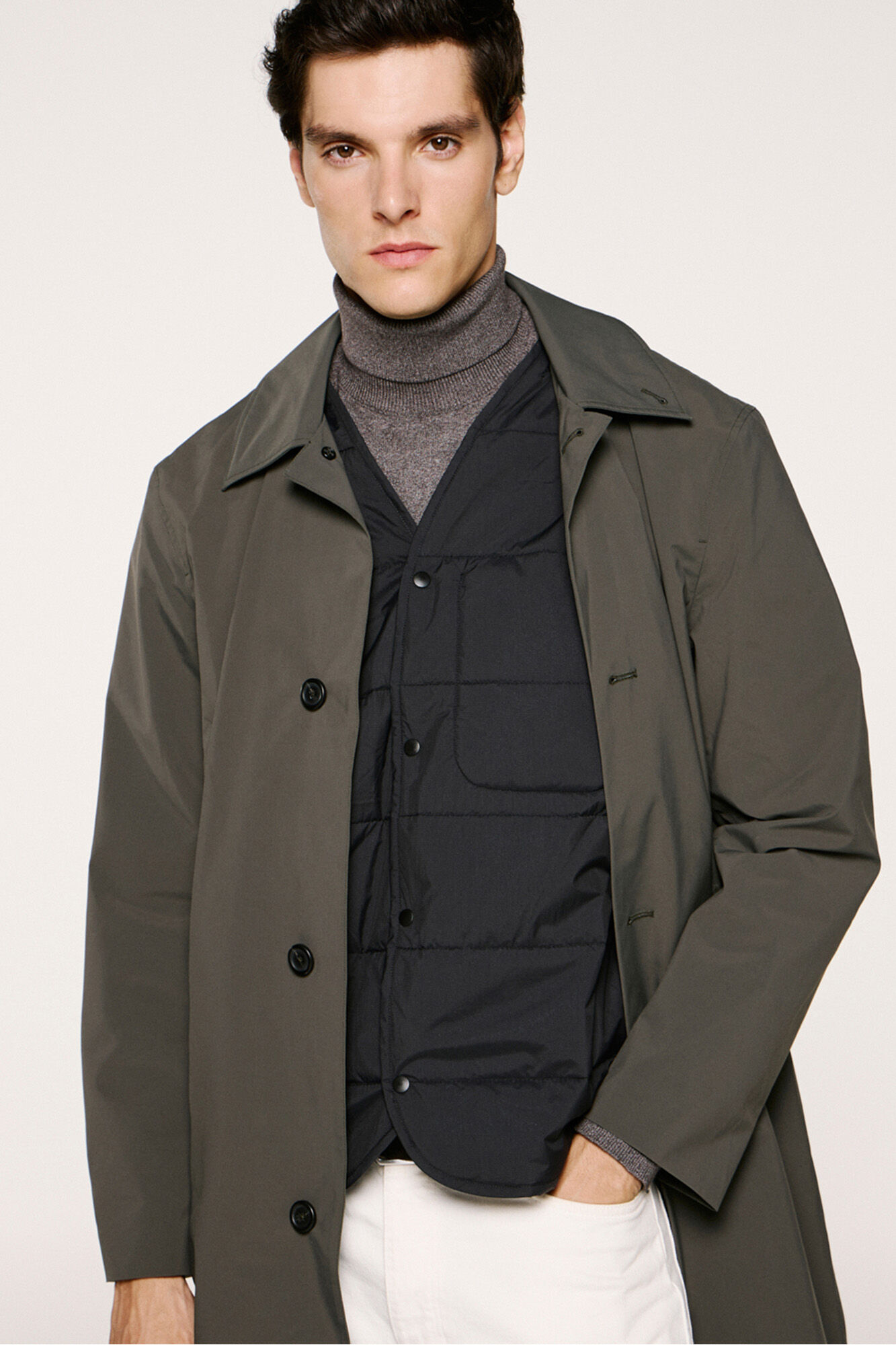 Selected Sobretudo t&eacute;cnica imperme&aacute;vel com colete remov&iacute;vel  Cinzento