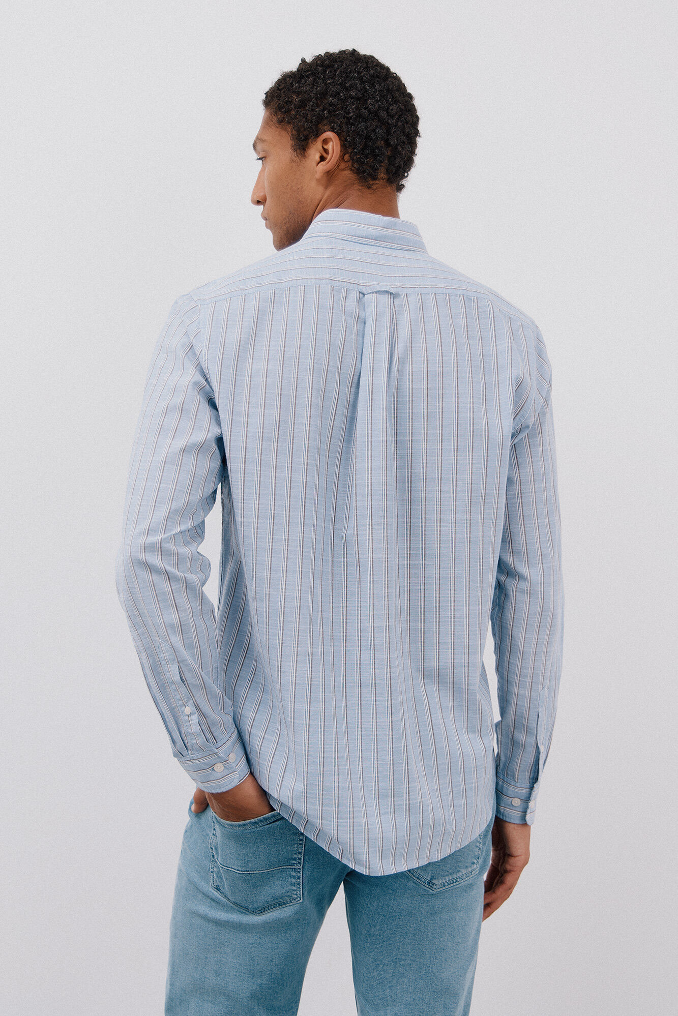 Cortefiel Camisa riscas em chamas Azul