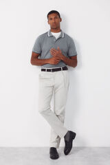 Cortefiel Fantasy neck structure polo shirt Grey