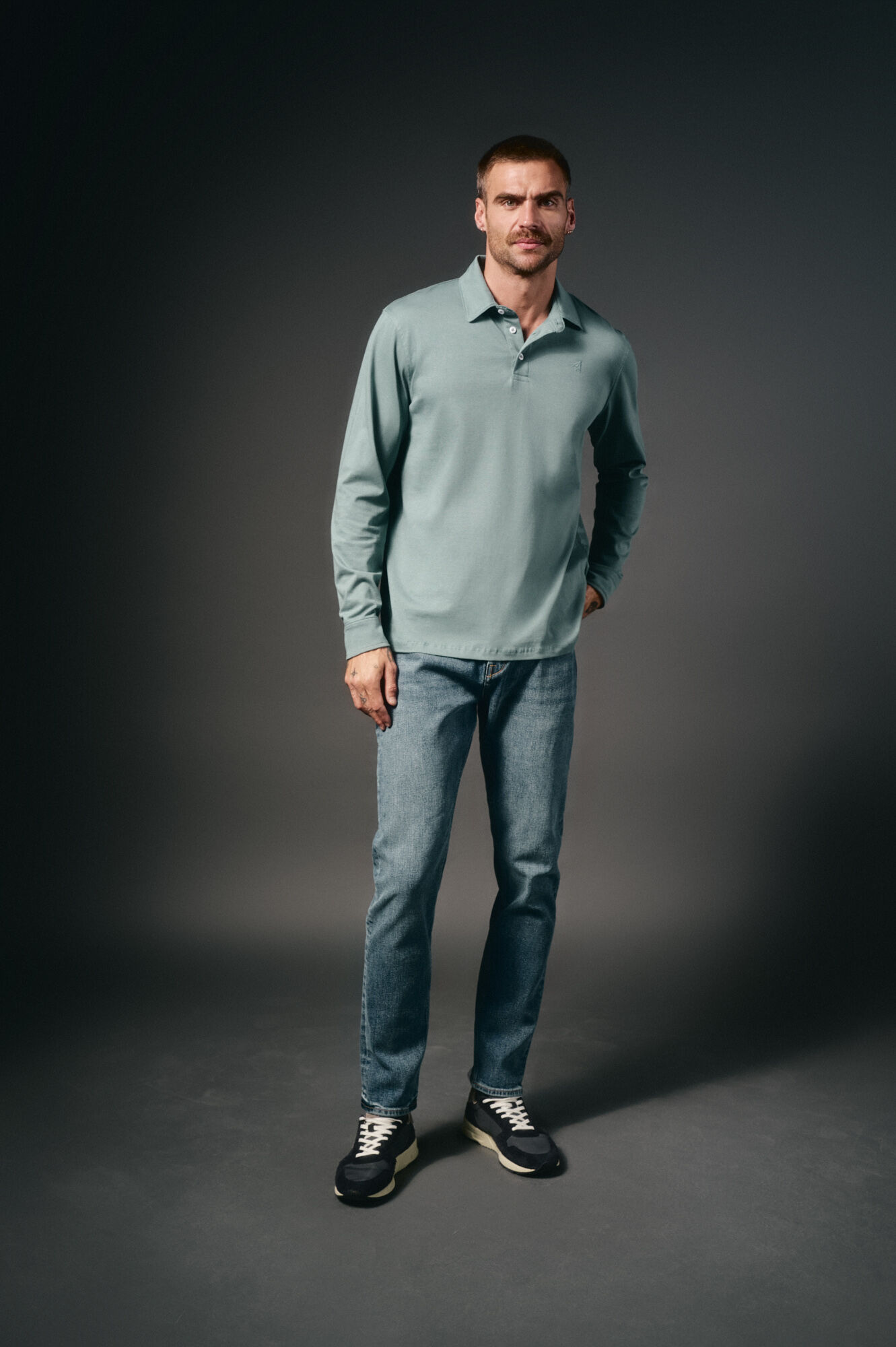 OOTO Polo de m&atilde;o longa Azul