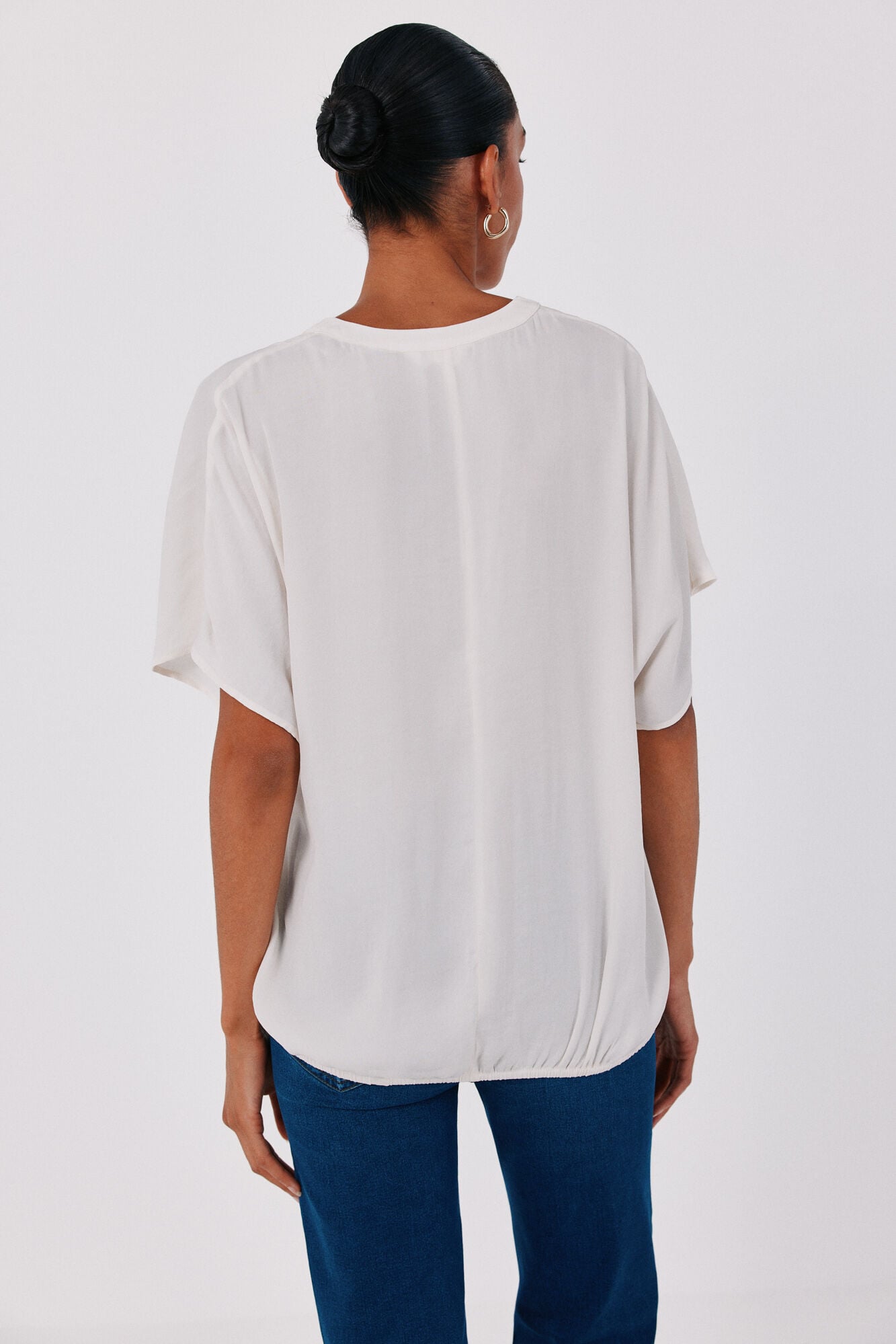 Cortefiel Blusa satinada manga corta