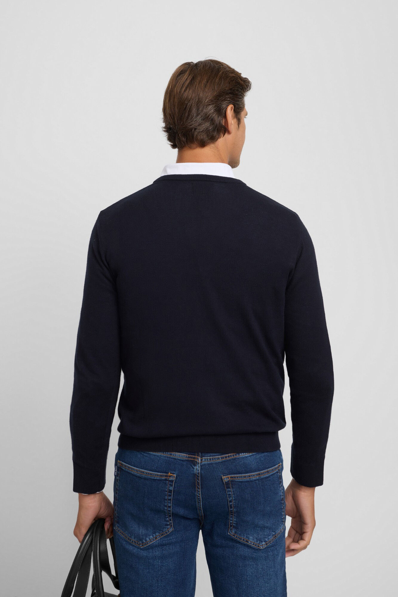 Silbon Camisola retr&ocirc; com gola em V Azul