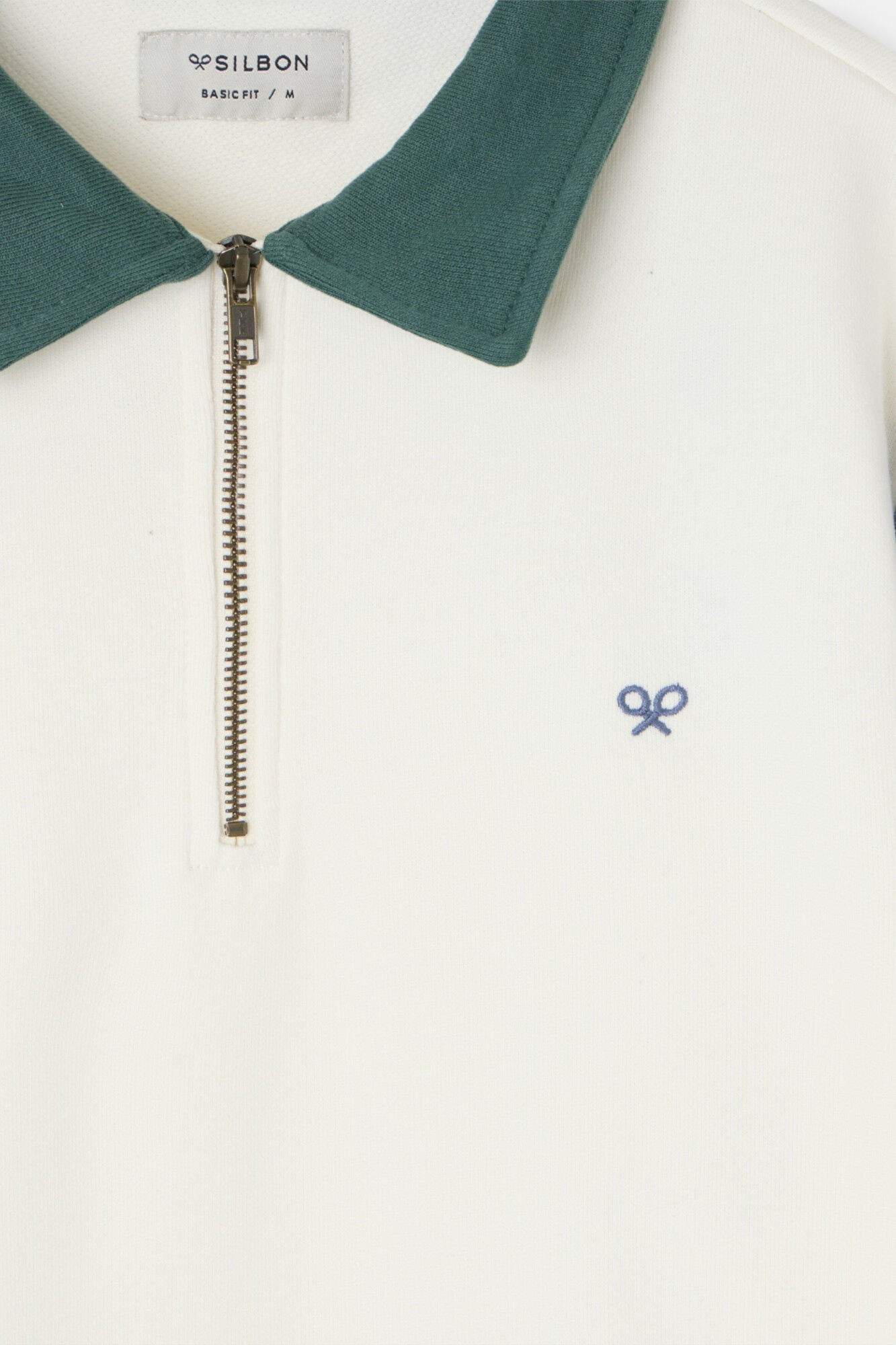 Silbon Sweatshirt com fecho-&eacute;clair pela meia Ecru