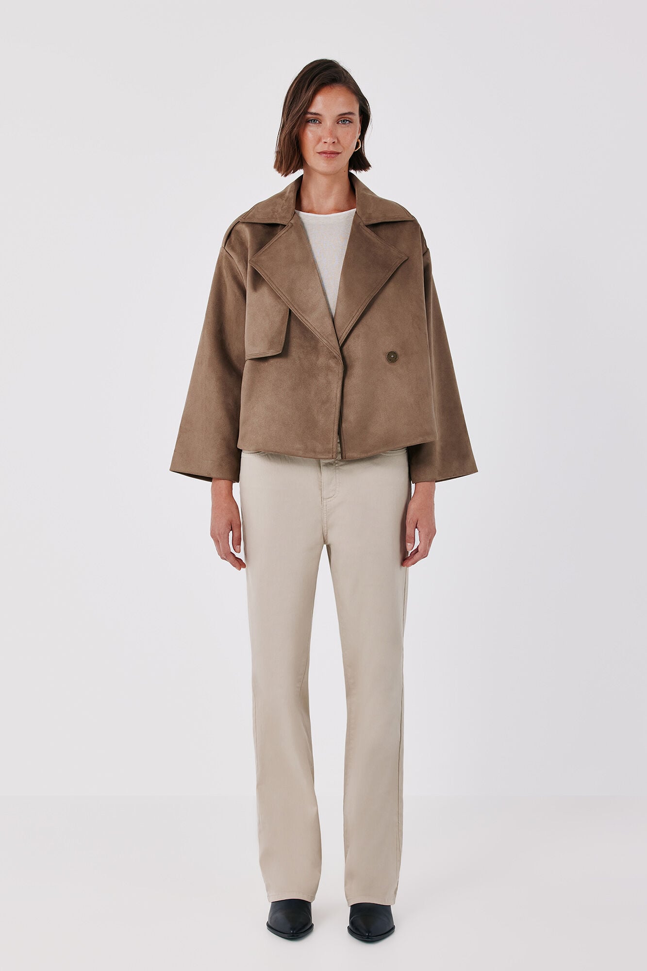 Cortefiel Faux suede short trench